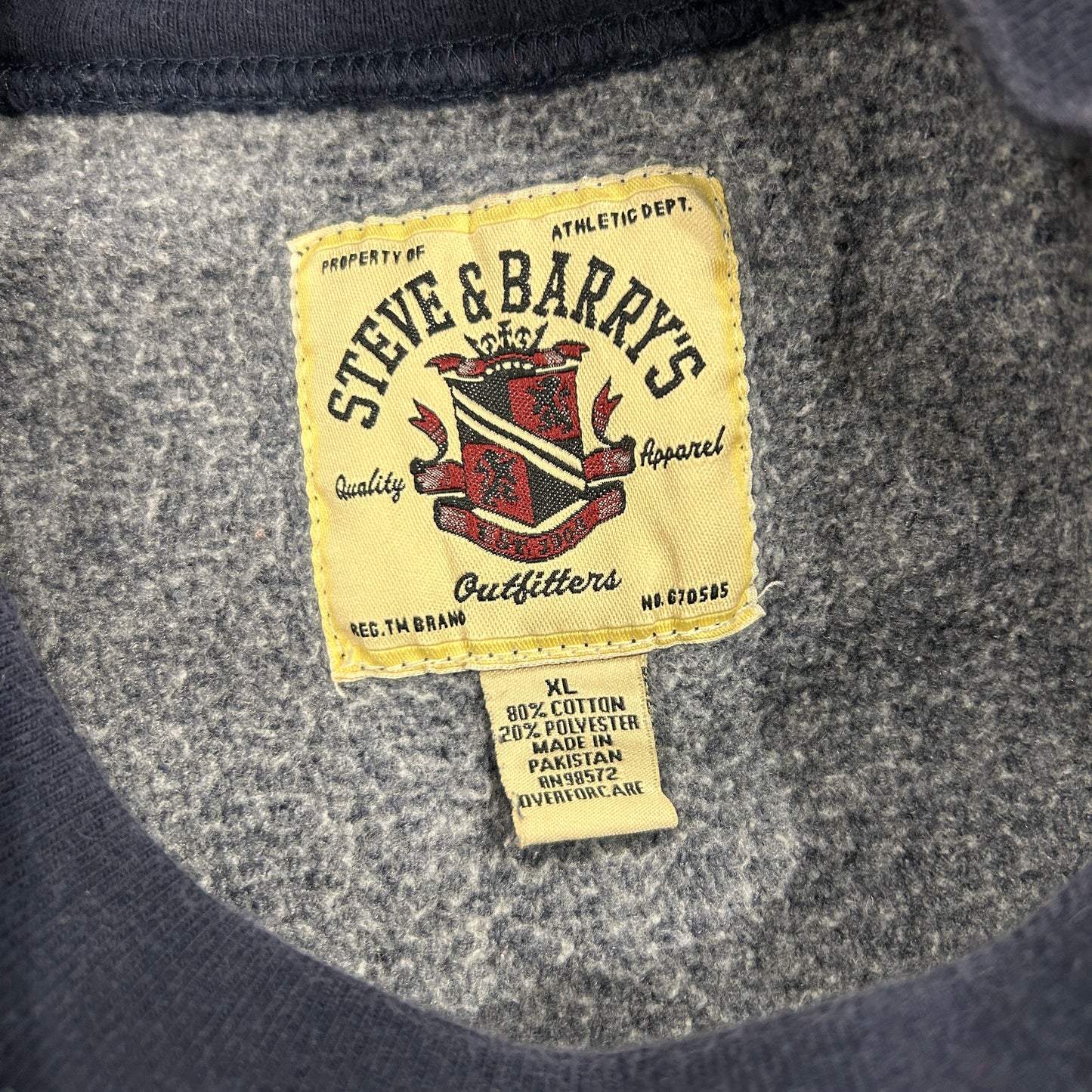 00's STEVE&BARY'S ST.JHON'S 刺繍カレッジスウェット 紺(XL)/B2966S-SO