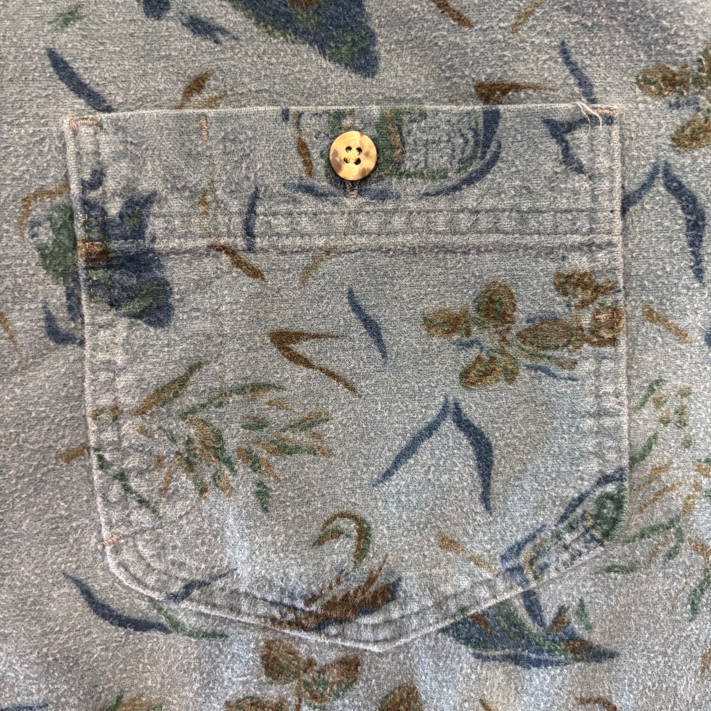 90's Eddie Bauer エディーバウアー シャモアクロスシャツ 総柄シャツ 青 L /A8451SH-SO