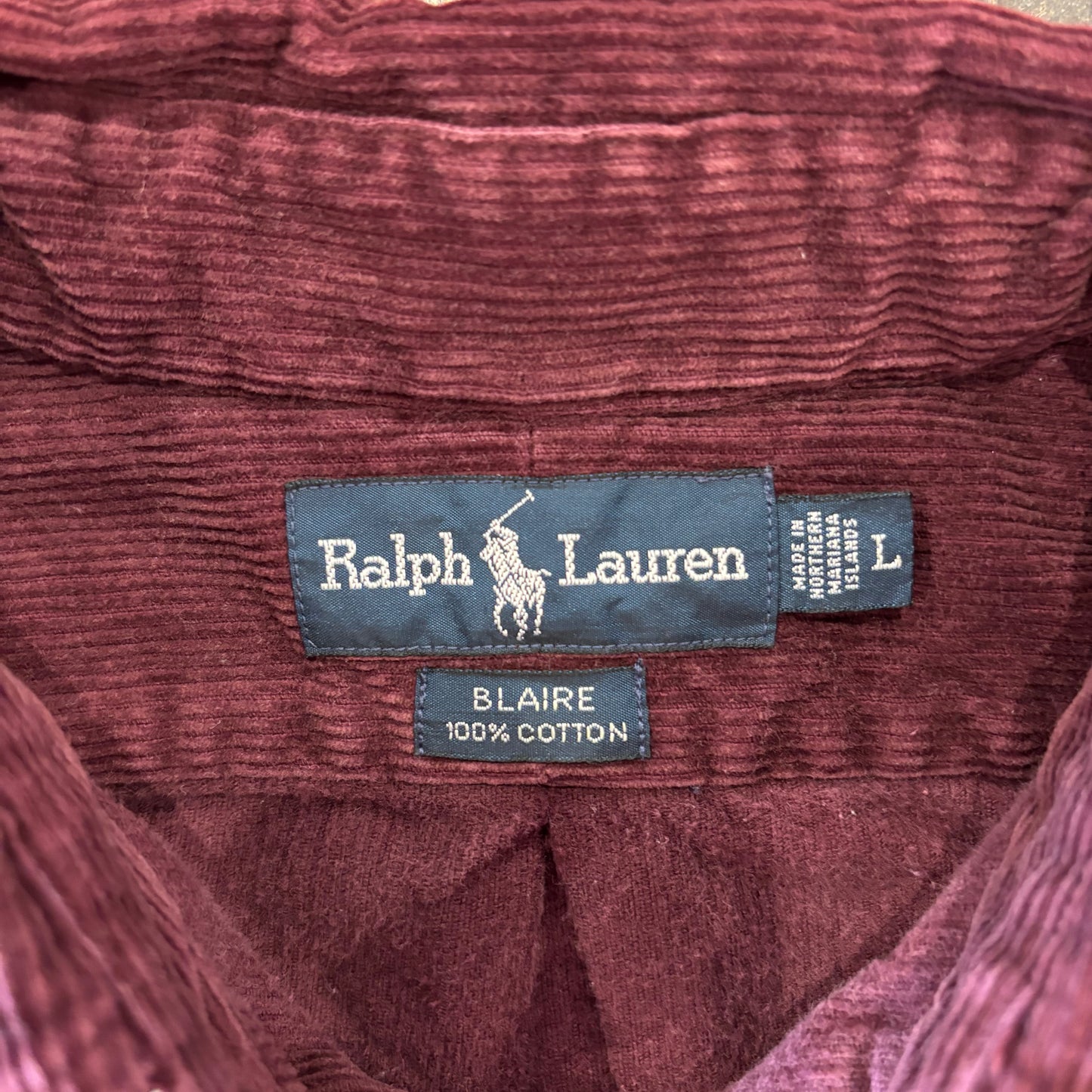 00's Ralph Lauren ラルフ BLAIRE コーデュロイシャツ バーガンディー (L)/B3608SH-SO