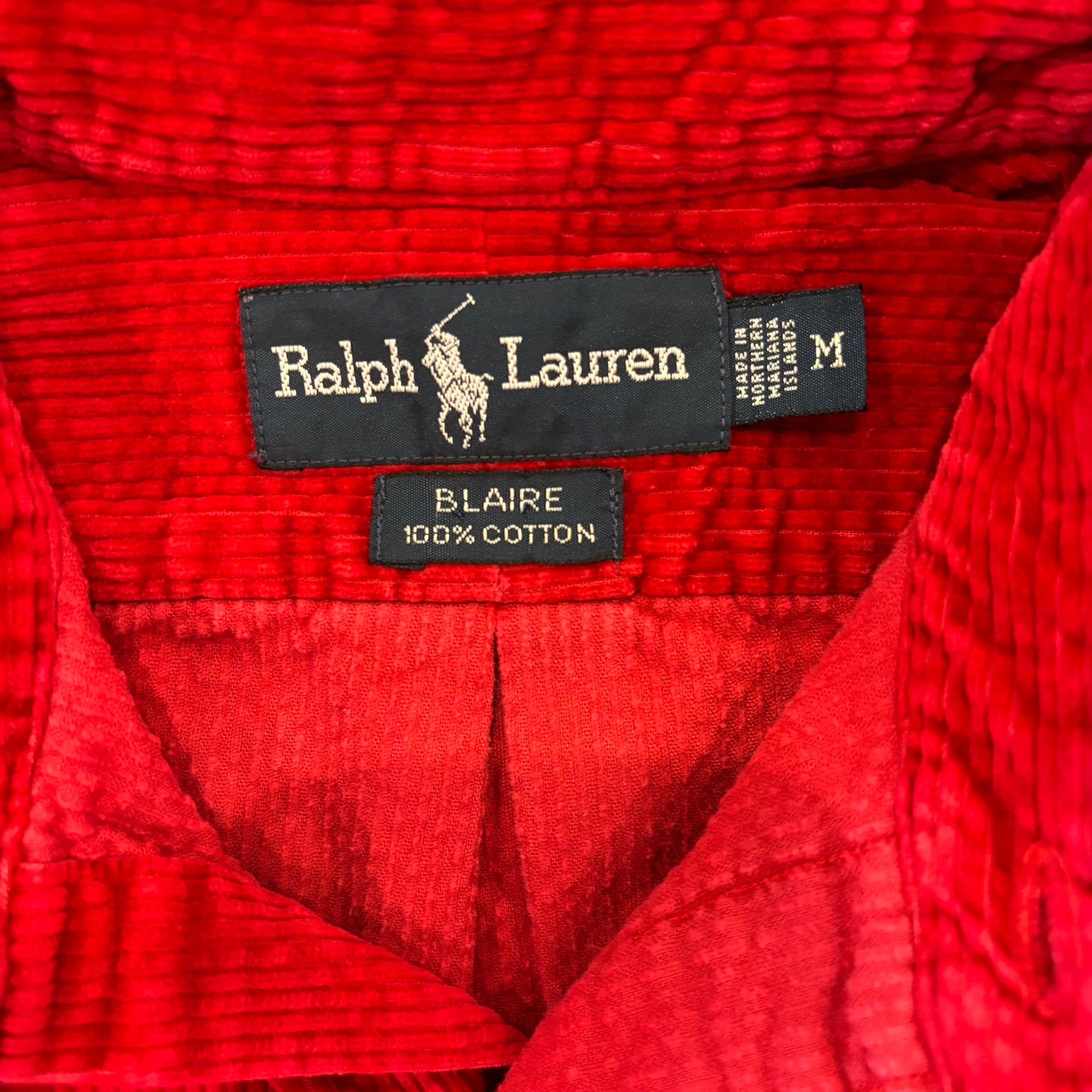 00's Ralph Lauren ラルフ BLAIRE ポロベア コーデュロイシャツ 赤 M /B1180SH-SO