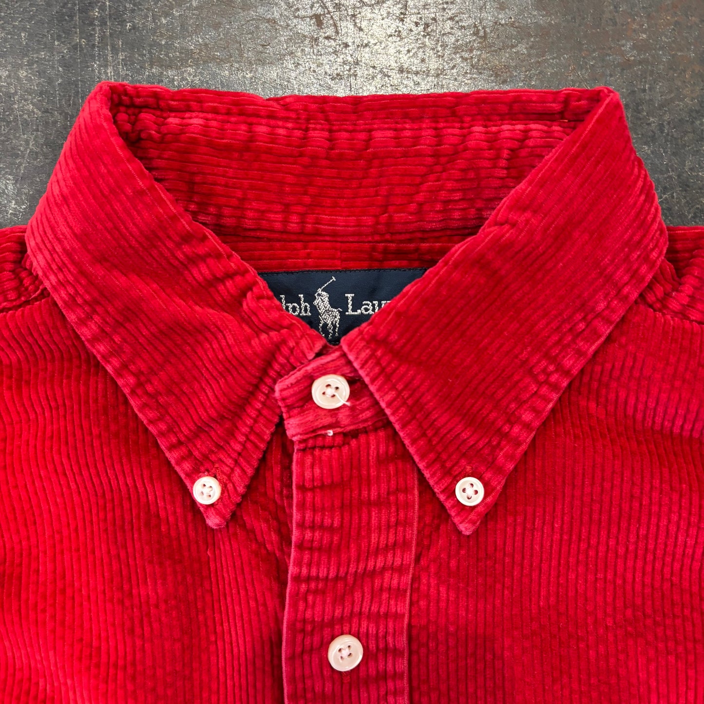 00's Ralph Lauren ラルフ BLAIRE ポロベア コーデュロイシャツ 赤 M /B1180SH-SO
