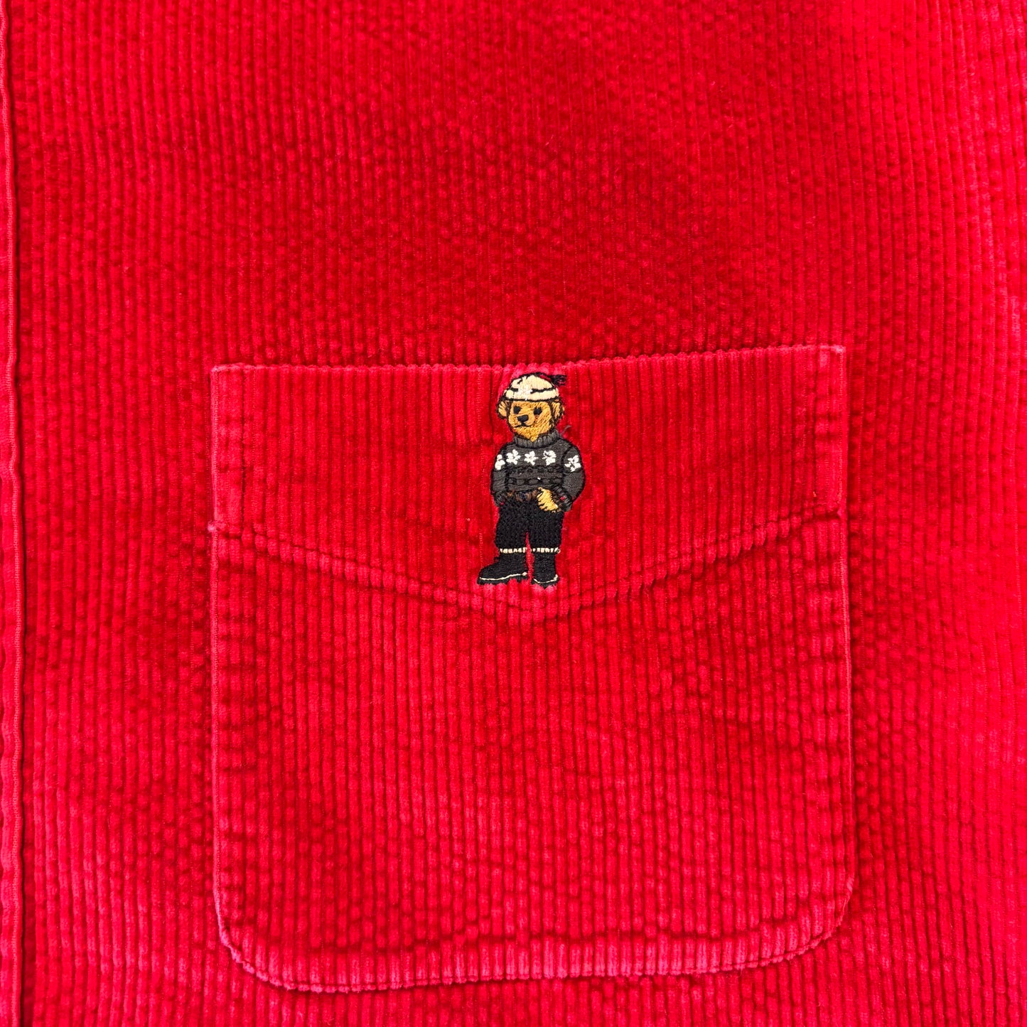 00's Ralph Lauren ラルフ BLAIRE ポロベア コーデュロイシャツ 赤 M /B1180SH-SO