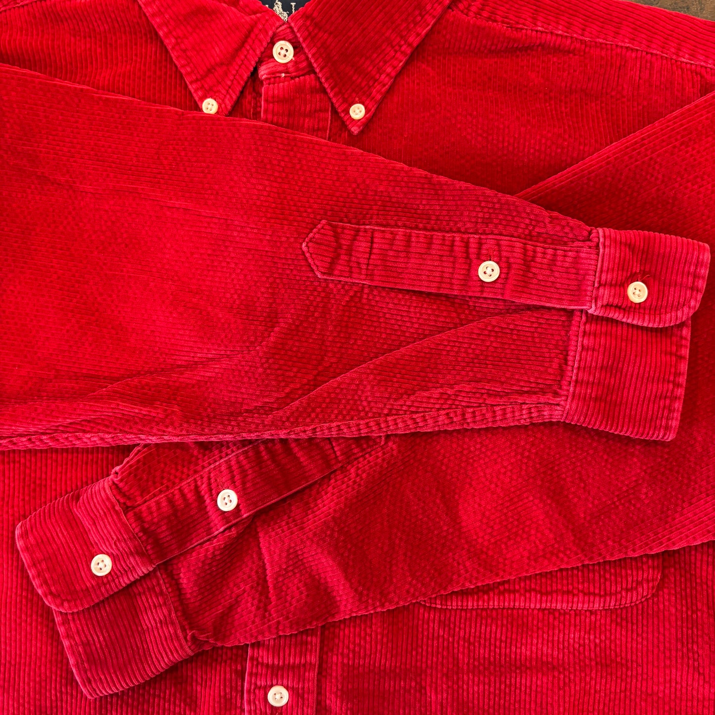 00's Ralph Lauren ラルフ BLAIRE ポロベア コーデュロイシャツ 赤 M /B1180SH-SO