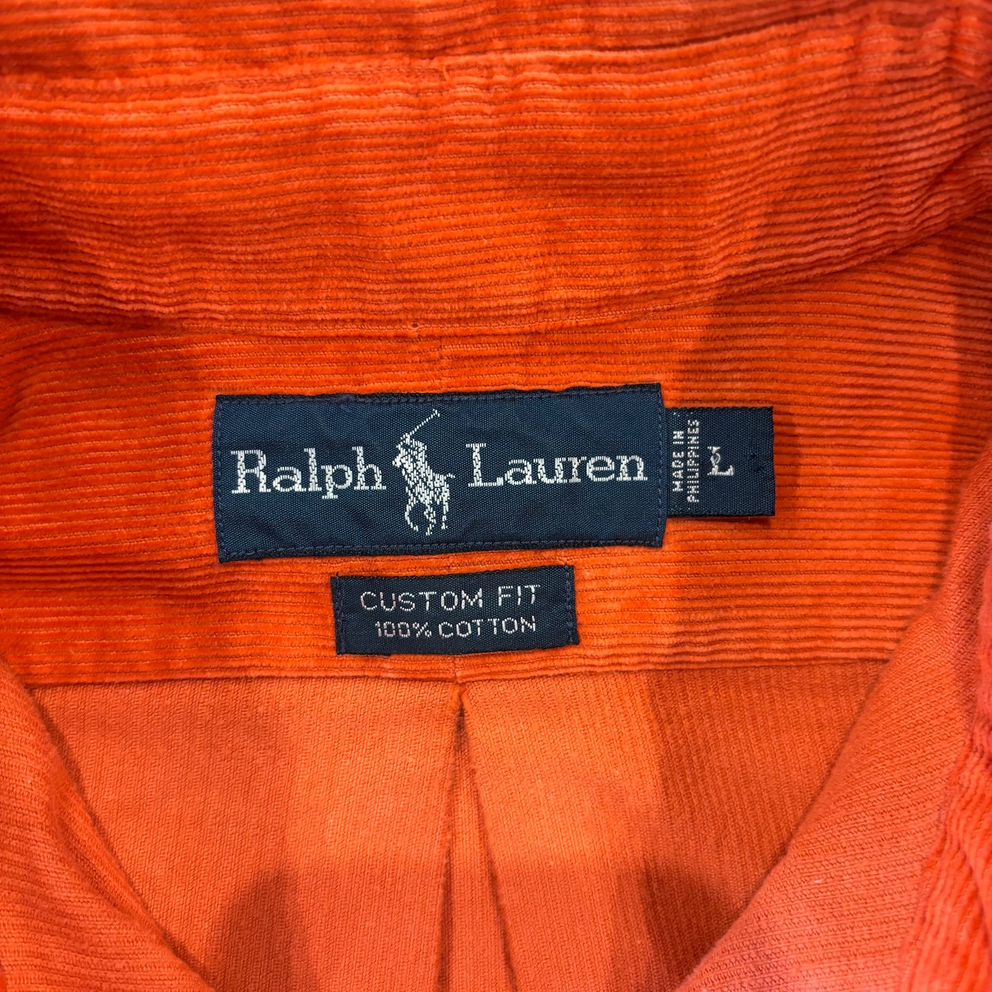 00's Ralph Lauren ラルフ Custom fit コーデュロイシャツ オレンジ L /B3609SH-SO