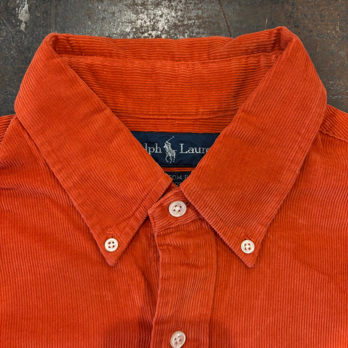 00's Ralph Lauren ラルフ Custom fit コーデュロイシャツ オレンジ L /B3609SH-SO