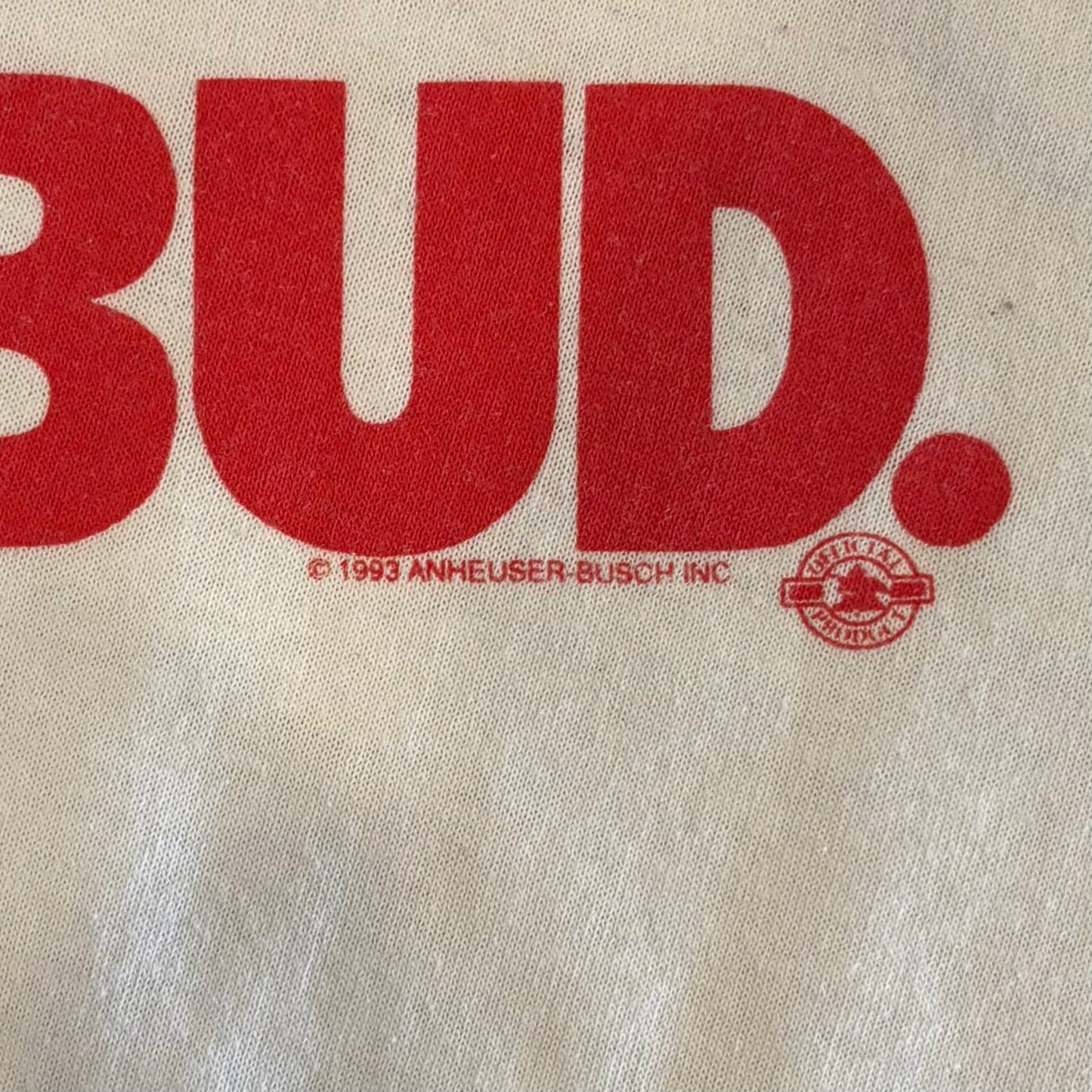 90's Sugar creek Budweiser バドワイザー Tシャツ 企業T 白 (XL)/A6426T-SO