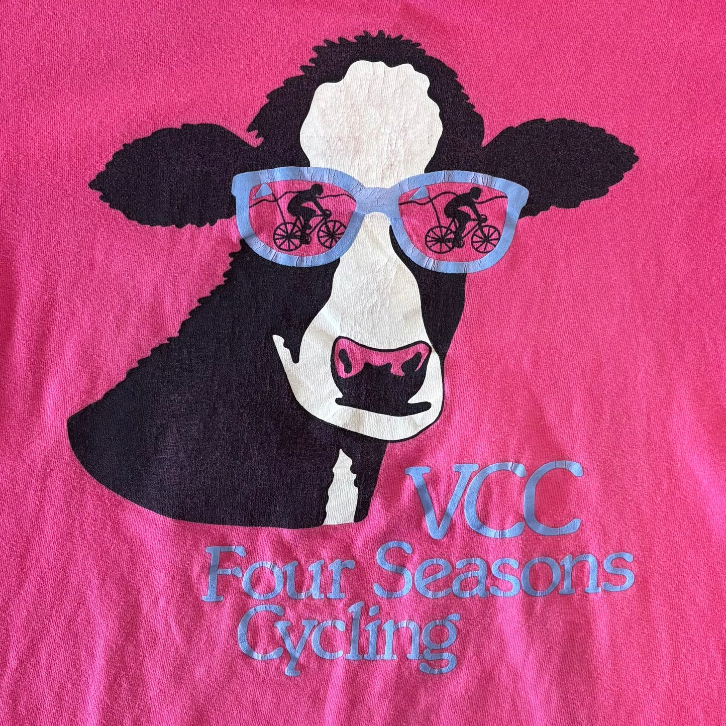 90's ONEITA VCC Four Seasons Cycling サイクリスト Tシャツ ピンク (XL)/B2540T-SO