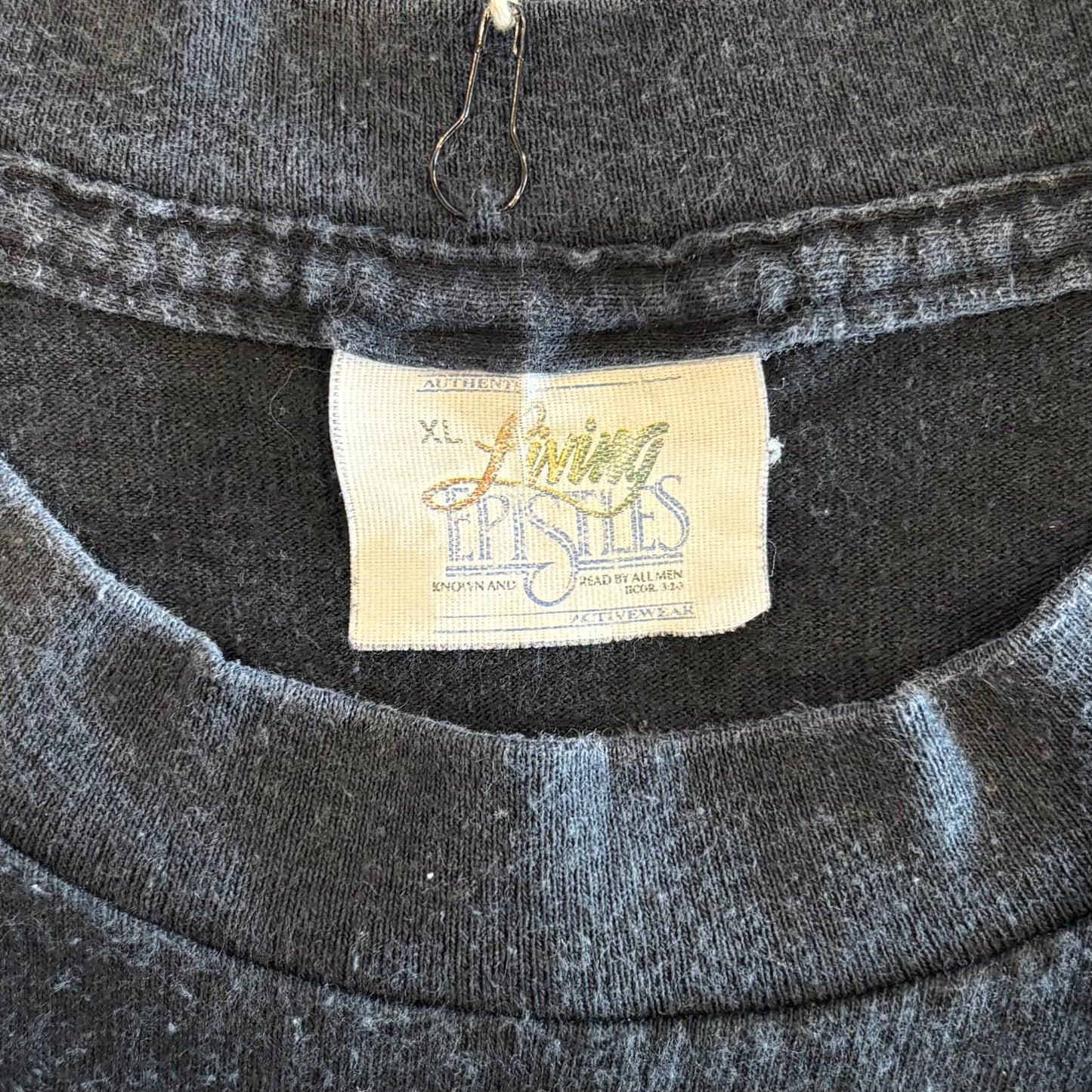 90's LIVING EPISTLES メッセージプリントTシャツ 黒 (XL)/A6419T-SO