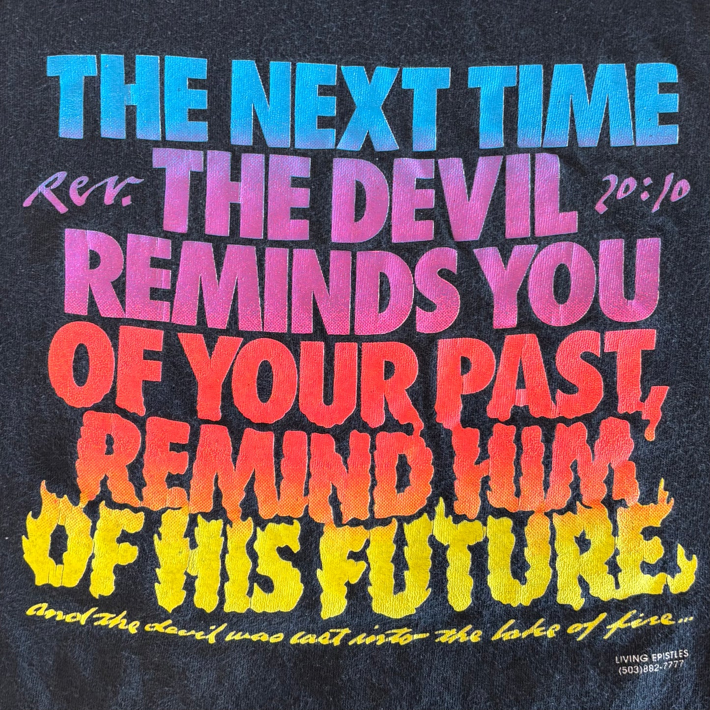 90's LIVING EPISTLES メッセージプリントTシャツ 黒 (XL)/A6419T-SO