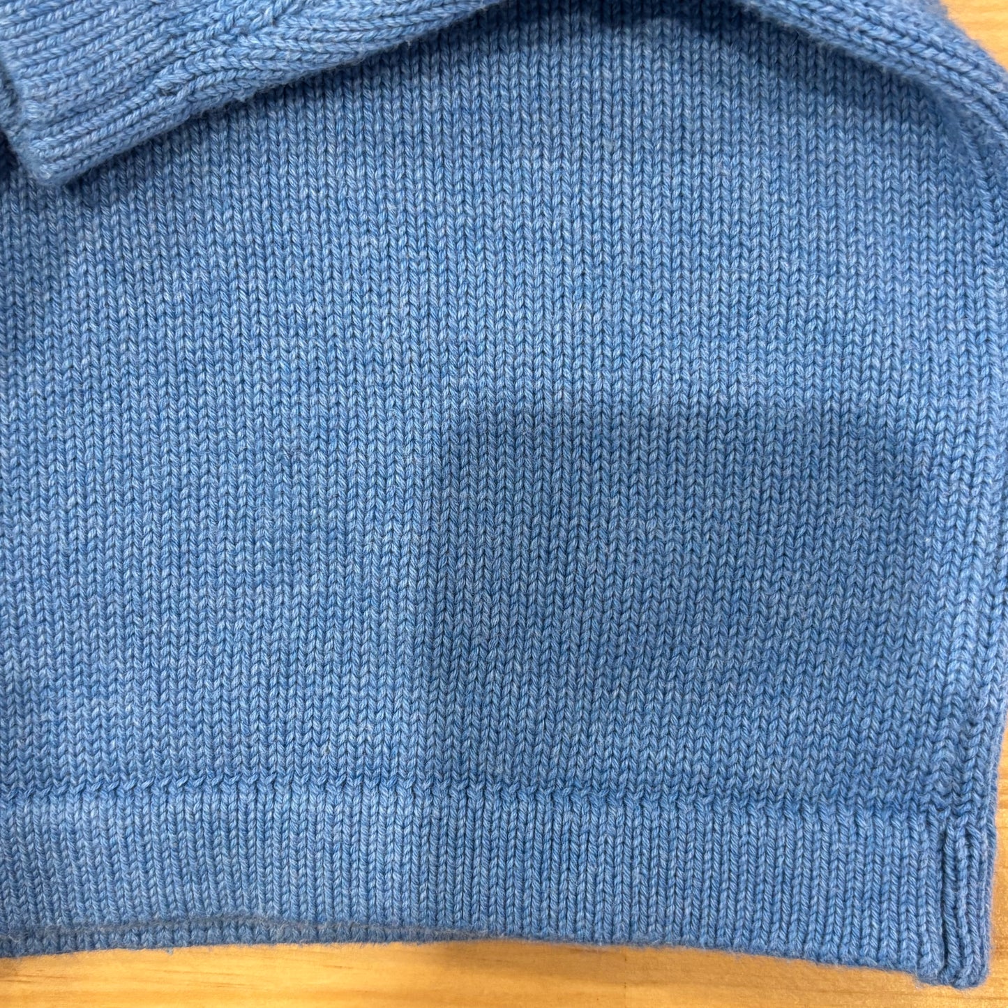 00's L.L.Bean ハーフジップコットンニット 水色 (L)/B3140K-SO