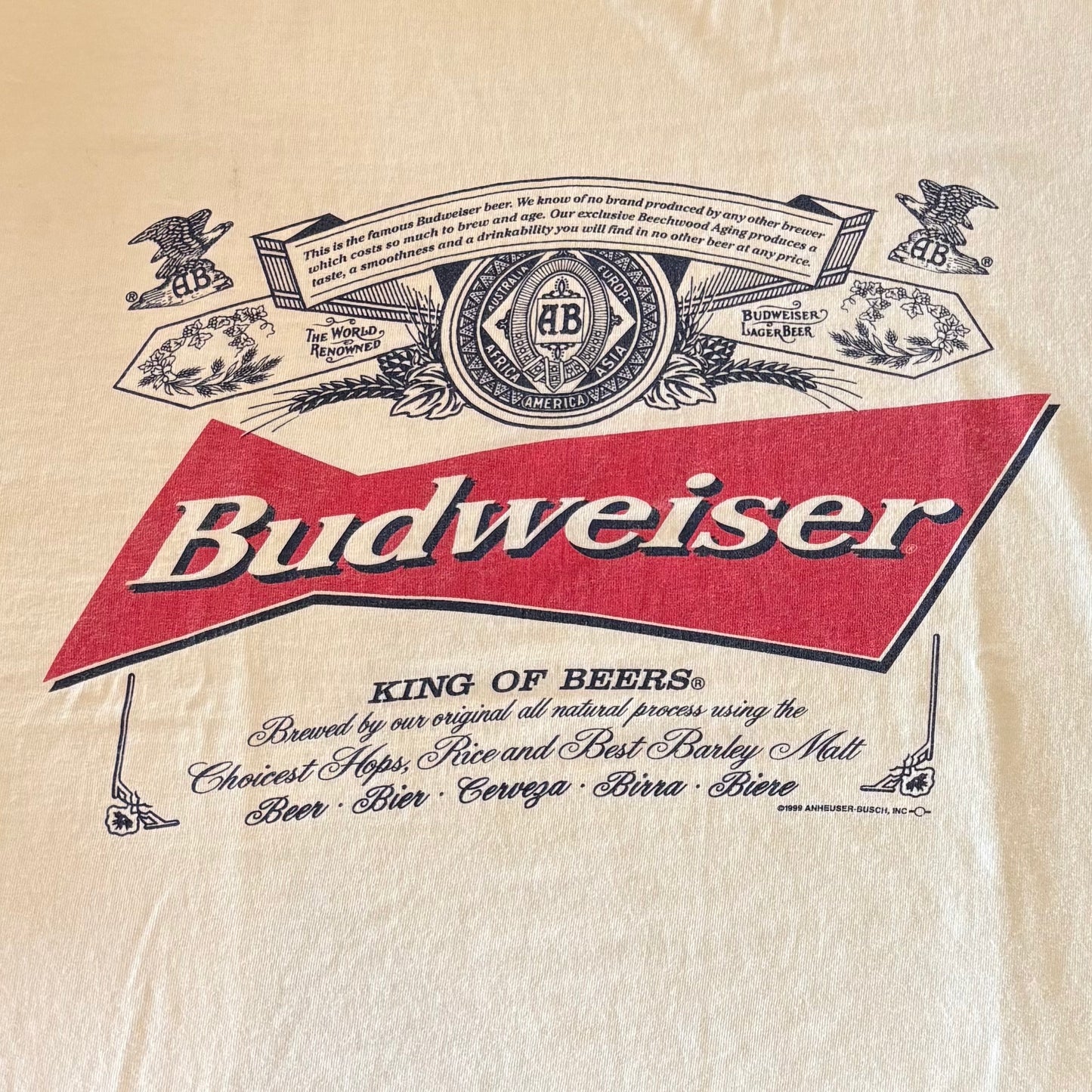 00's Hanes Budweiser ロゴプリントTシャツ 白(XL)/A6425T-SO