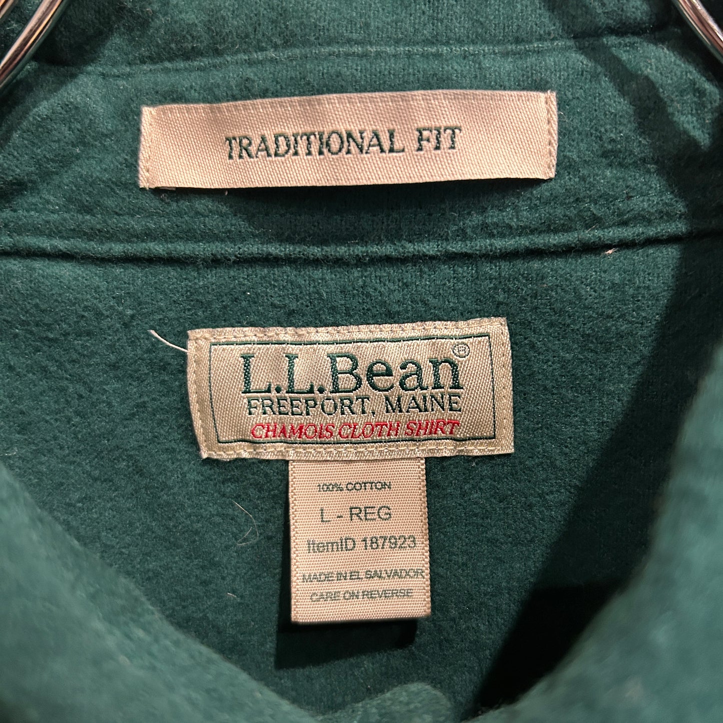 00's L.L.Bean エルエルビーン シャモアクロスシャツ 無地 グリーン(L)/A8652SH-SO