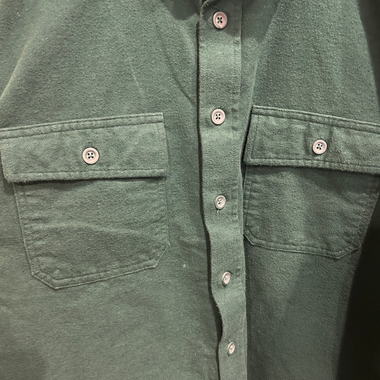 00's L.L.Bean エルエルビーン シャモアクロスシャツ 無地 グリーン(L)/A8652SH-SO