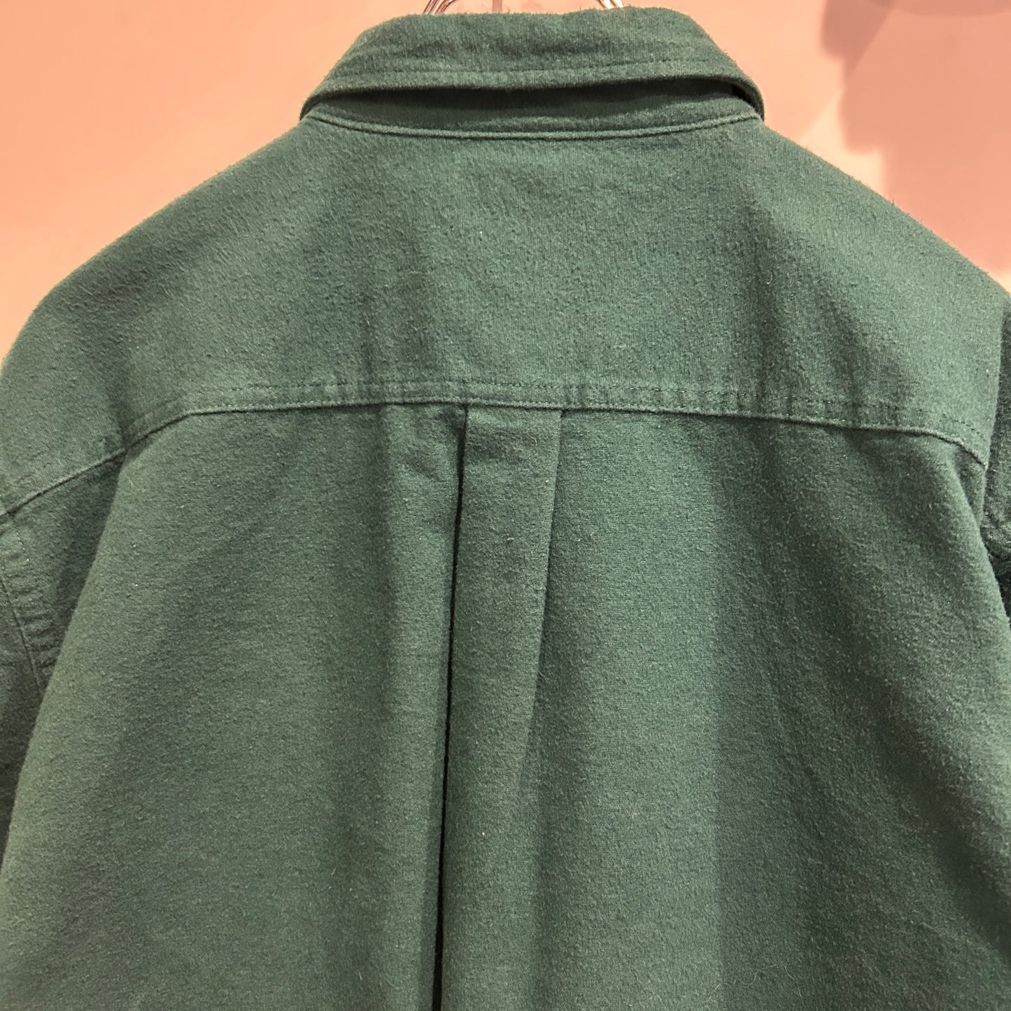 00's L.L.Bean エルエルビーン シャモアクロスシャツ 無地 グリーン(L)/A8652SH-SO
