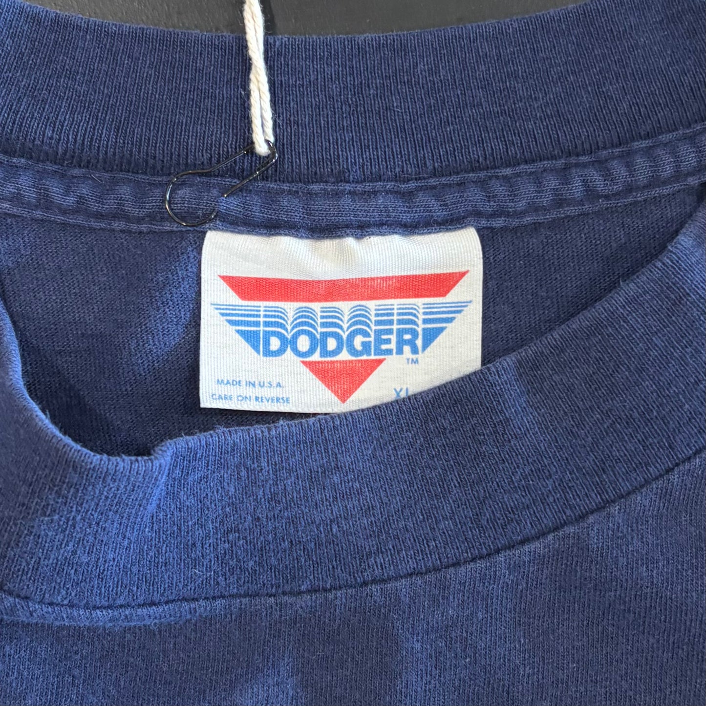 90's DODGER MICHIGAN ATH .DEPT. カレッジTシャツ 紺(XL)/A6375T-SO