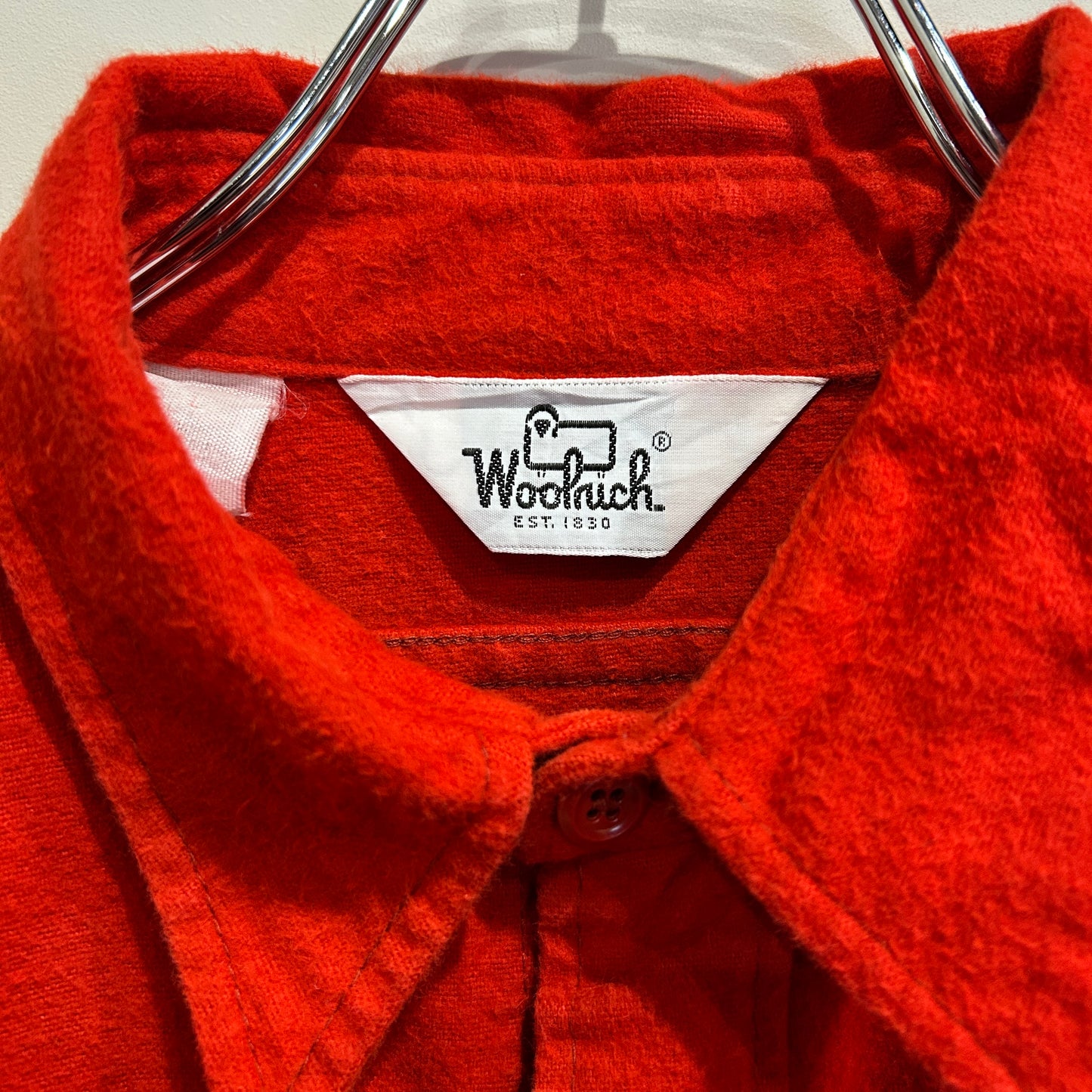 70's Woolrich ウールリッチ シャモアクロスシャツ ネルシャツ 朱色(L)/A8650SH-SO