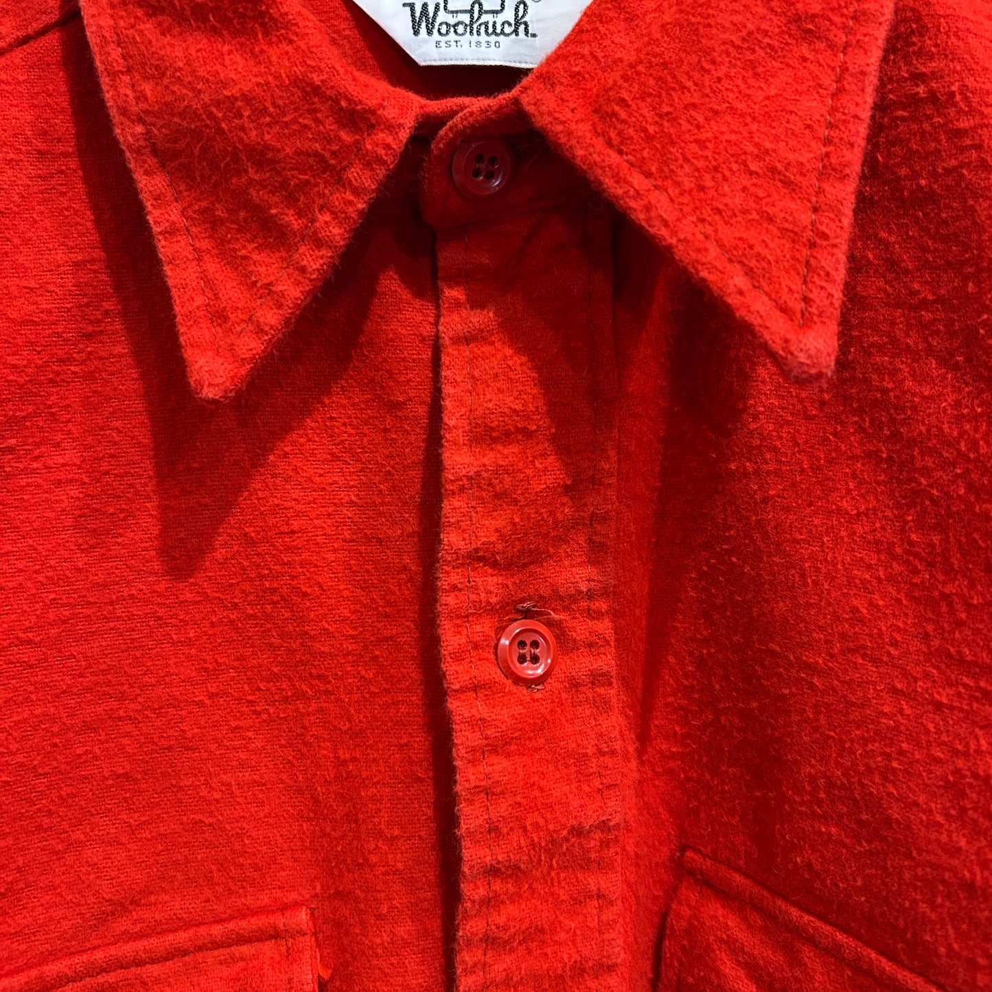 70's Woolrich ウールリッチ シャモアクロスシャツ ネルシャツ 朱色(L)/A8650SH-SO