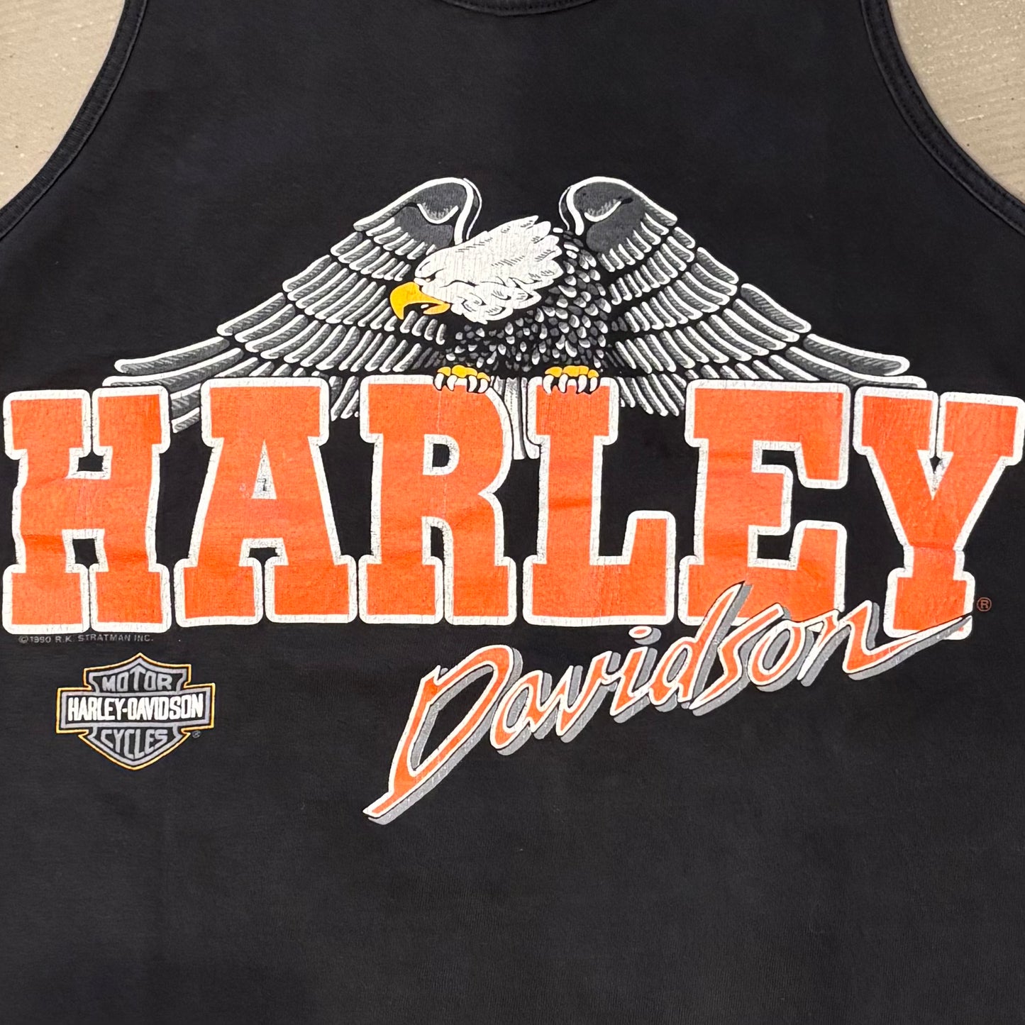 90's Hanes Harley-Davidson タンクトップシャツ 黒 (M)/B2026T-SO