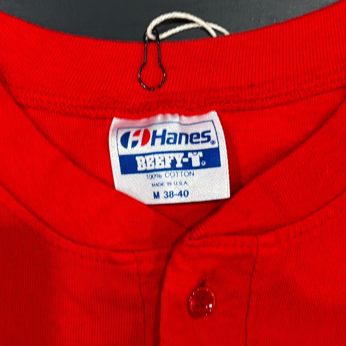 90's Hanes Harley-Davidson ヘンリーネックTシャツ 赤 (M)/B2070T-SO