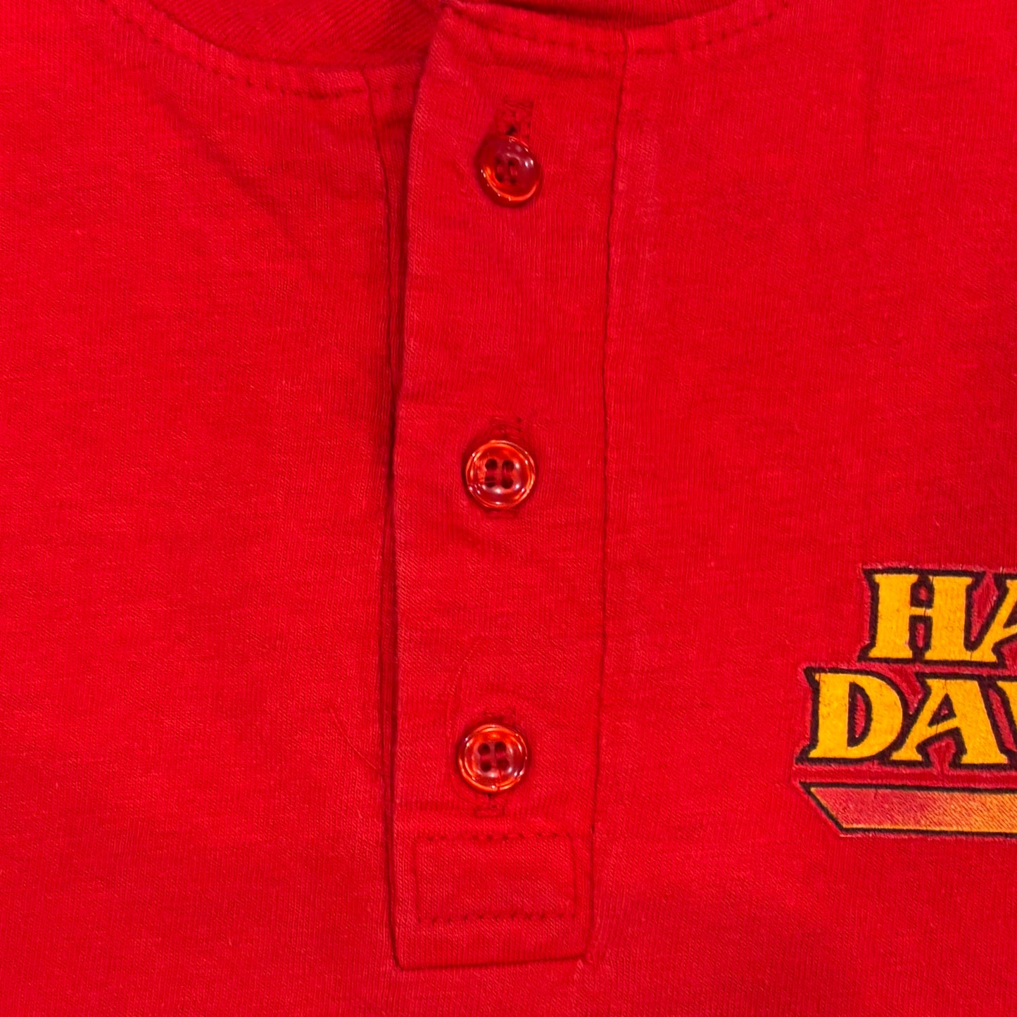 90's Hanes Harley-Davidson ヘンリーネックTシャツ 赤 (M)/B2070T-SO