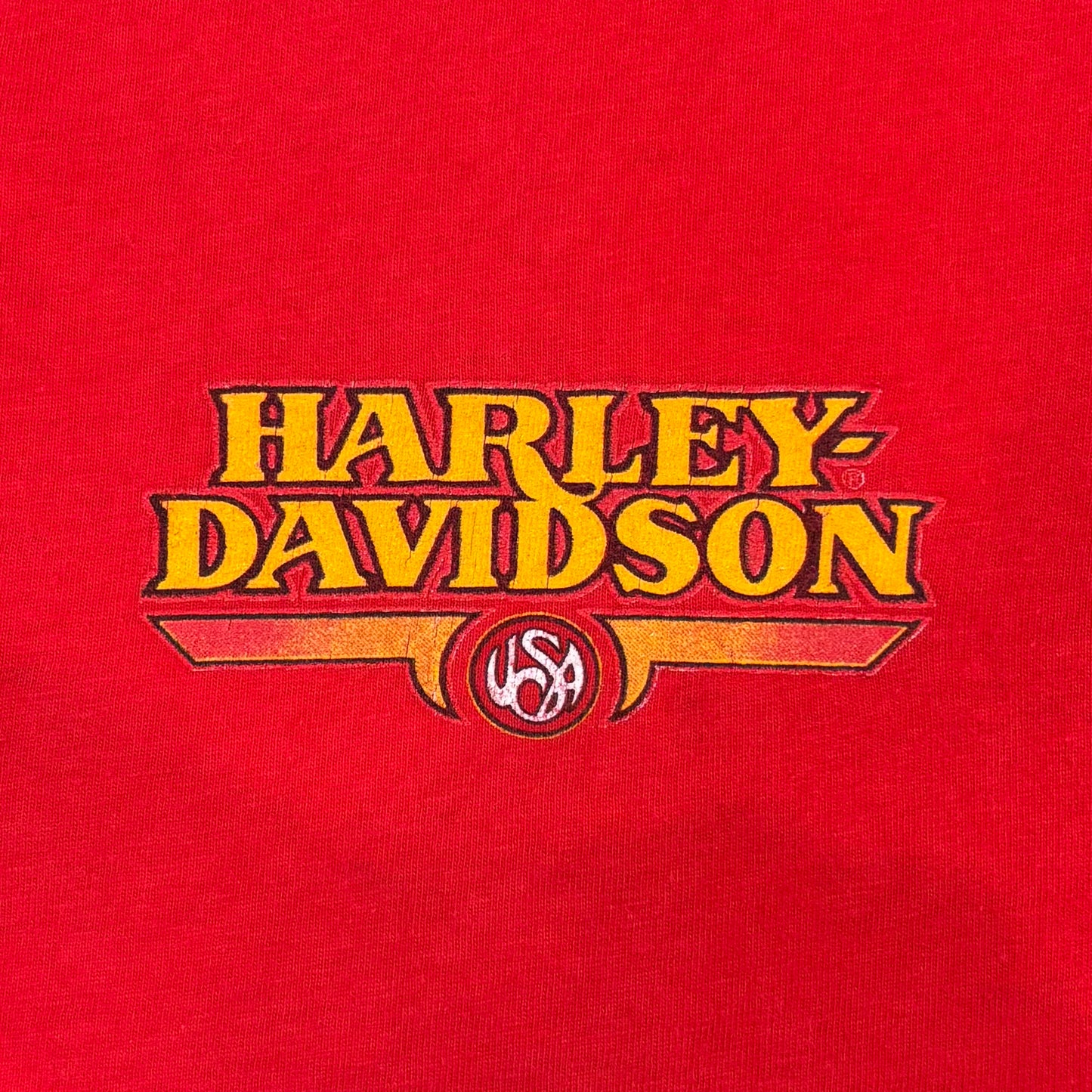 90's Hanes Harley-Davidson ヘンリーネックTシャツ 赤 (M)/B2070T-SO