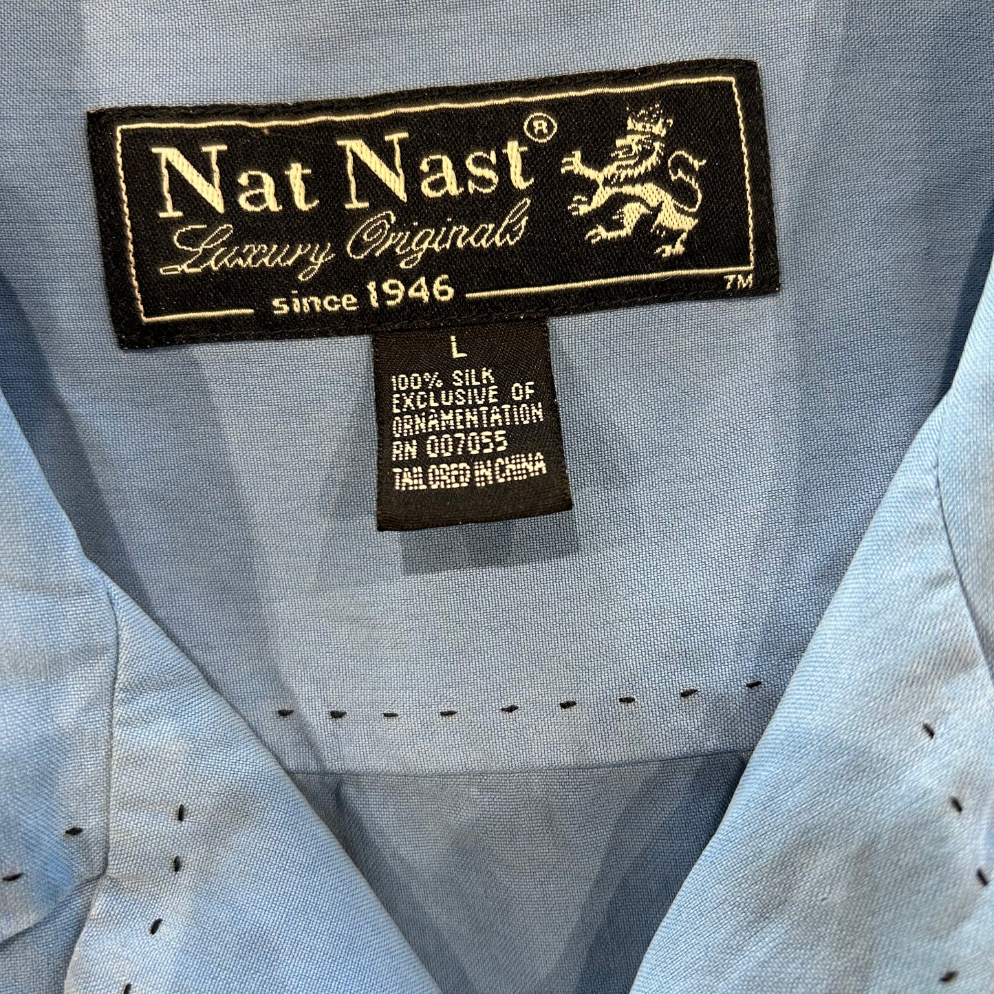 Nat Nast オープンカラーシャツ シルク 青(L)/A7103SH-SO
