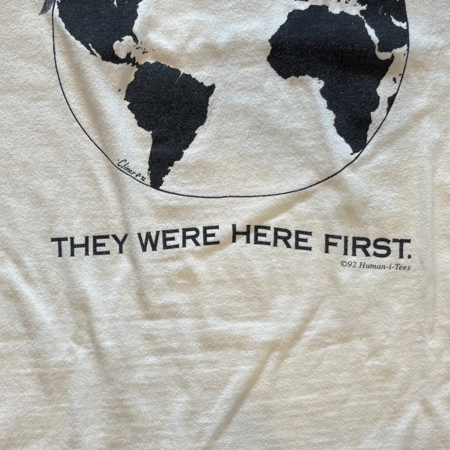 90's ECO SPORT THEY WERE HERE FIRST 地球 動物 アートTシャツ 白 (XXL)/B2015T-SO