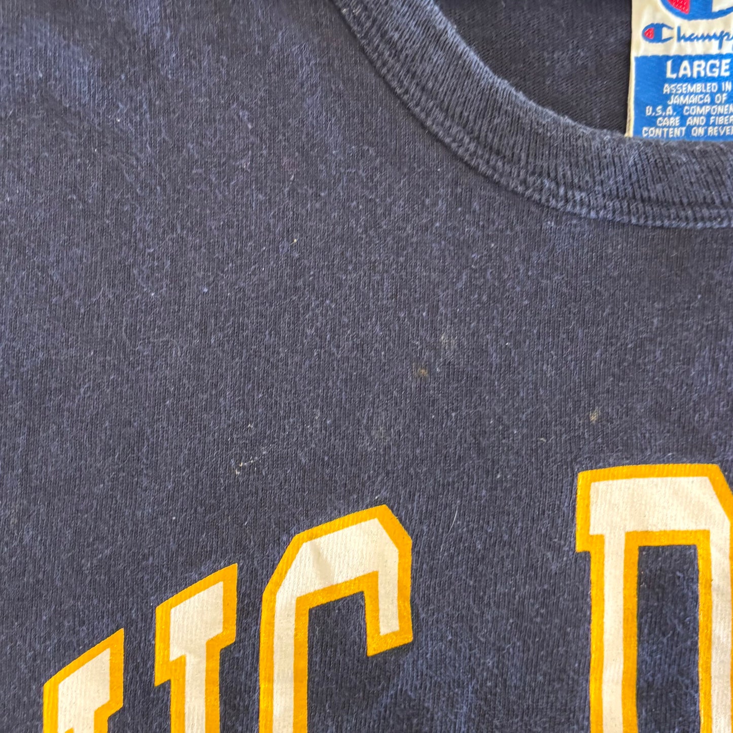 90's Champion UC DAVIS カレッジTシャツ ネイビー (L)/A6932T-SO