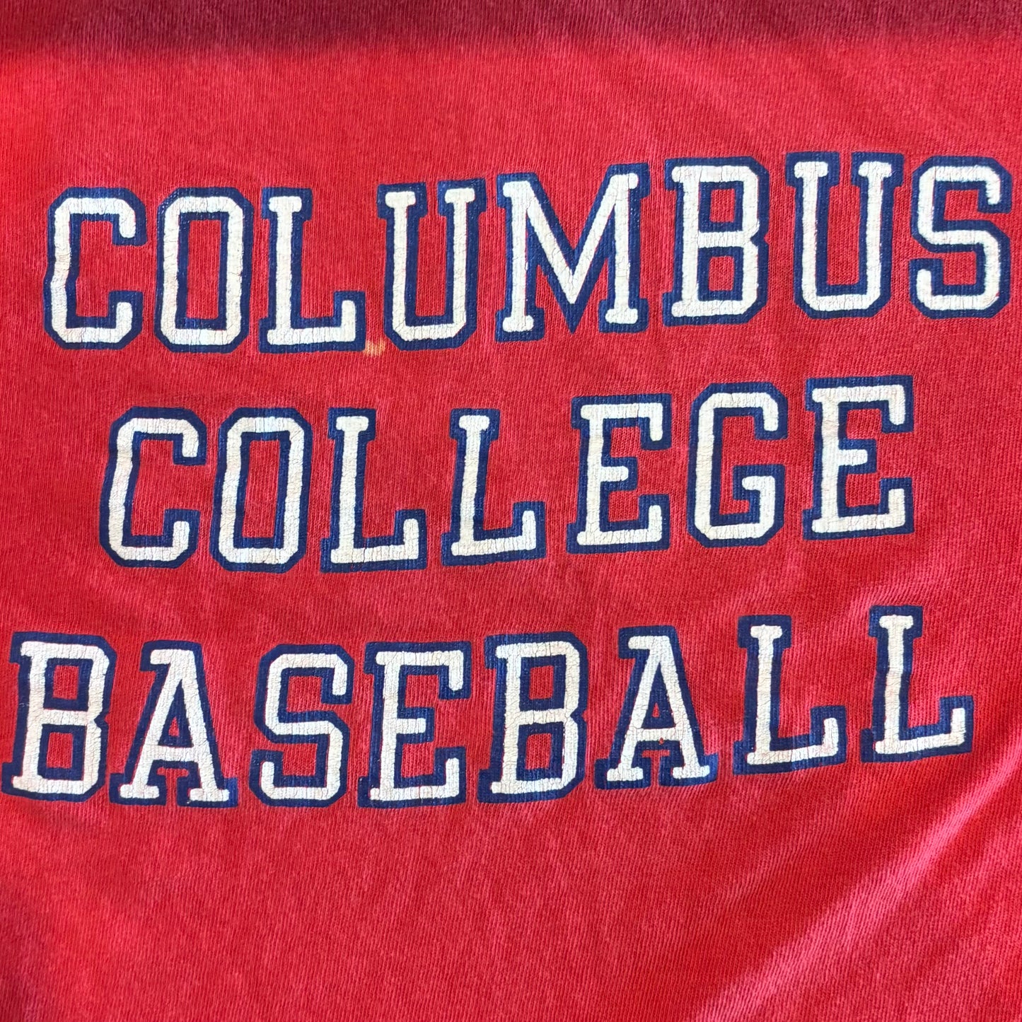 80's Russell COLUMBUS COLLEGE BASEBALL カレッジTシャツ 赤 (L)/A6890T-SO