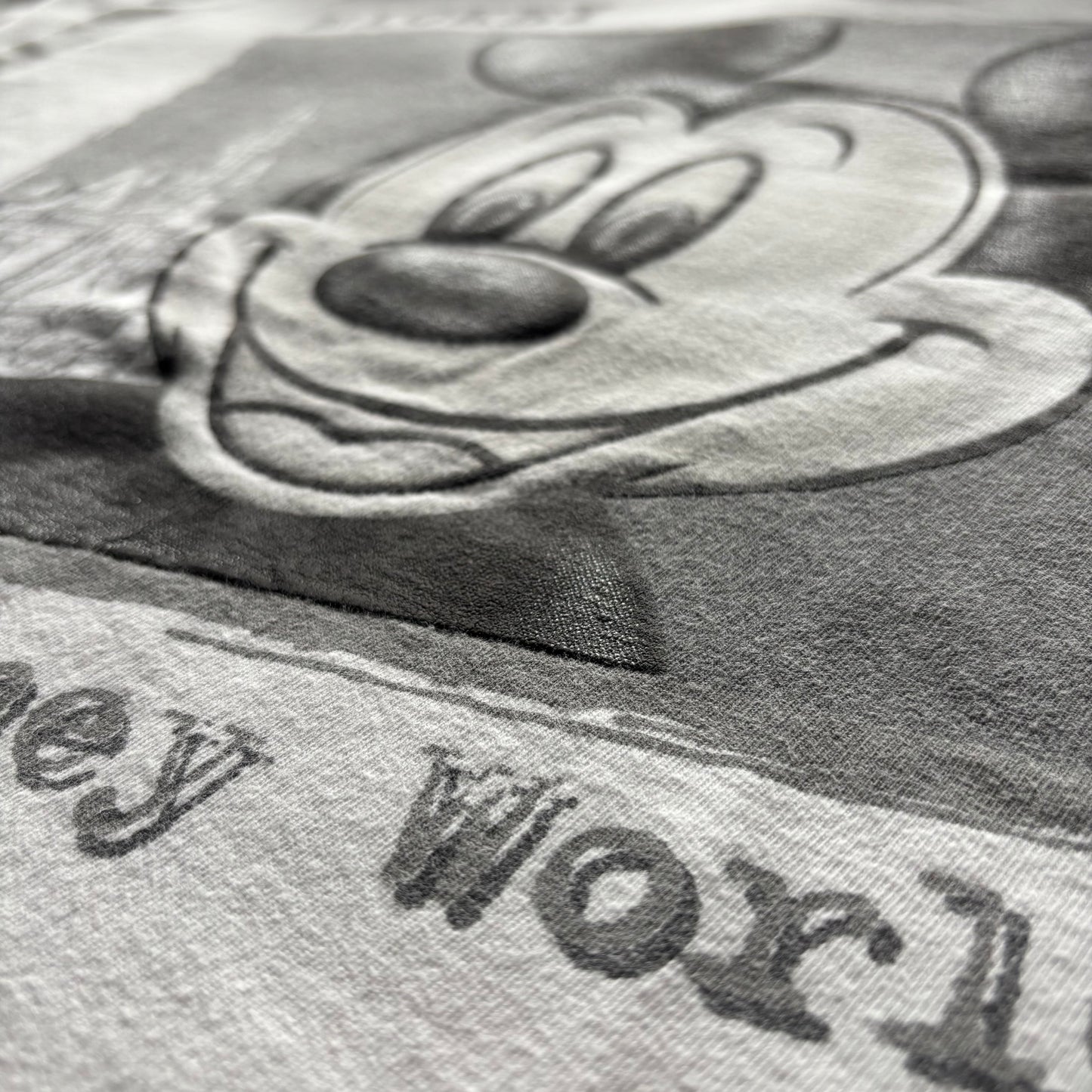 90's MICKEY INC Walt Disney World ラメ入りプリントTシャツ 白 (XL)/B2049T-SO