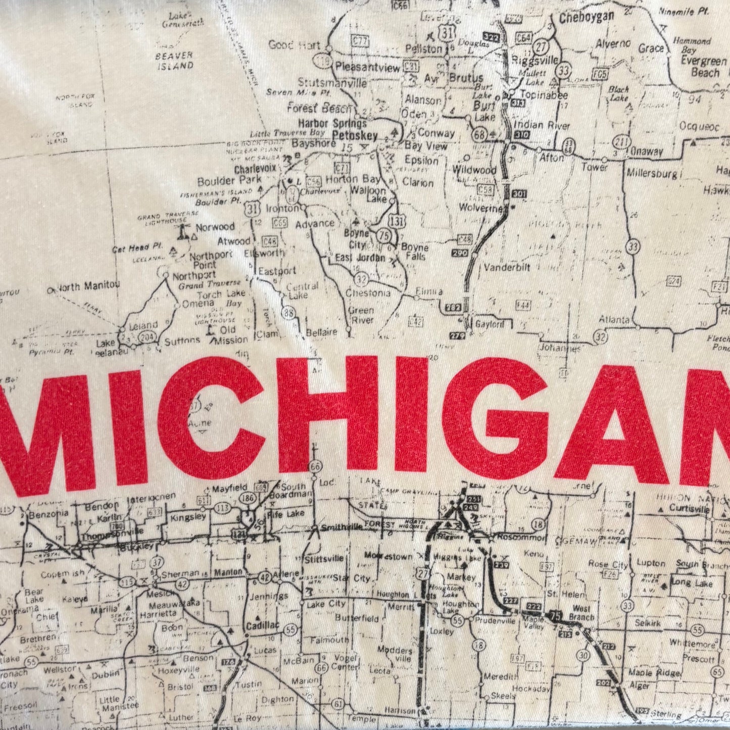 90's ACCORD MICHIGAN 地図Tシャツ 白 (サイズ不明)/B1934T-SO
