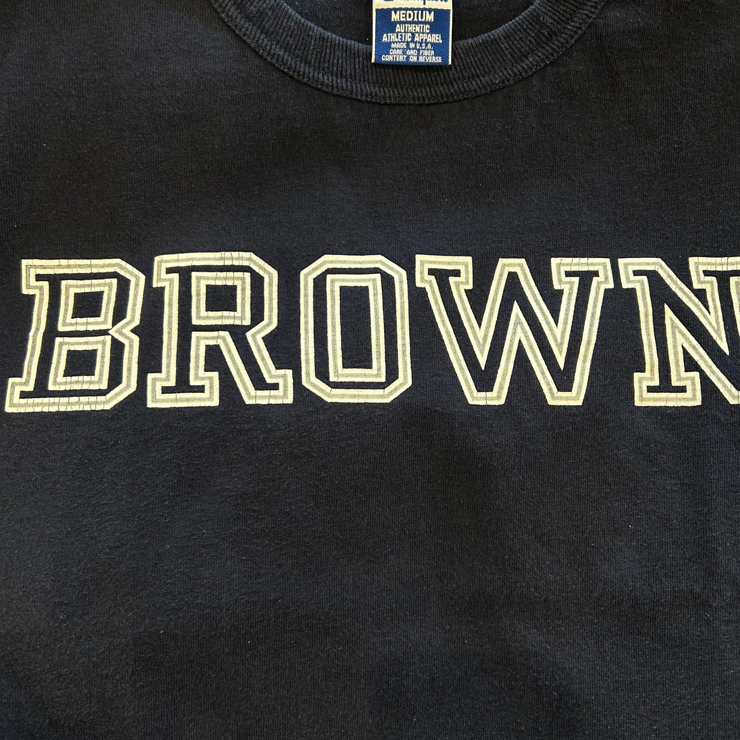 90's Champion BROWN カレッジTシャツ 紺 USA製 (M)/A6889T-SO