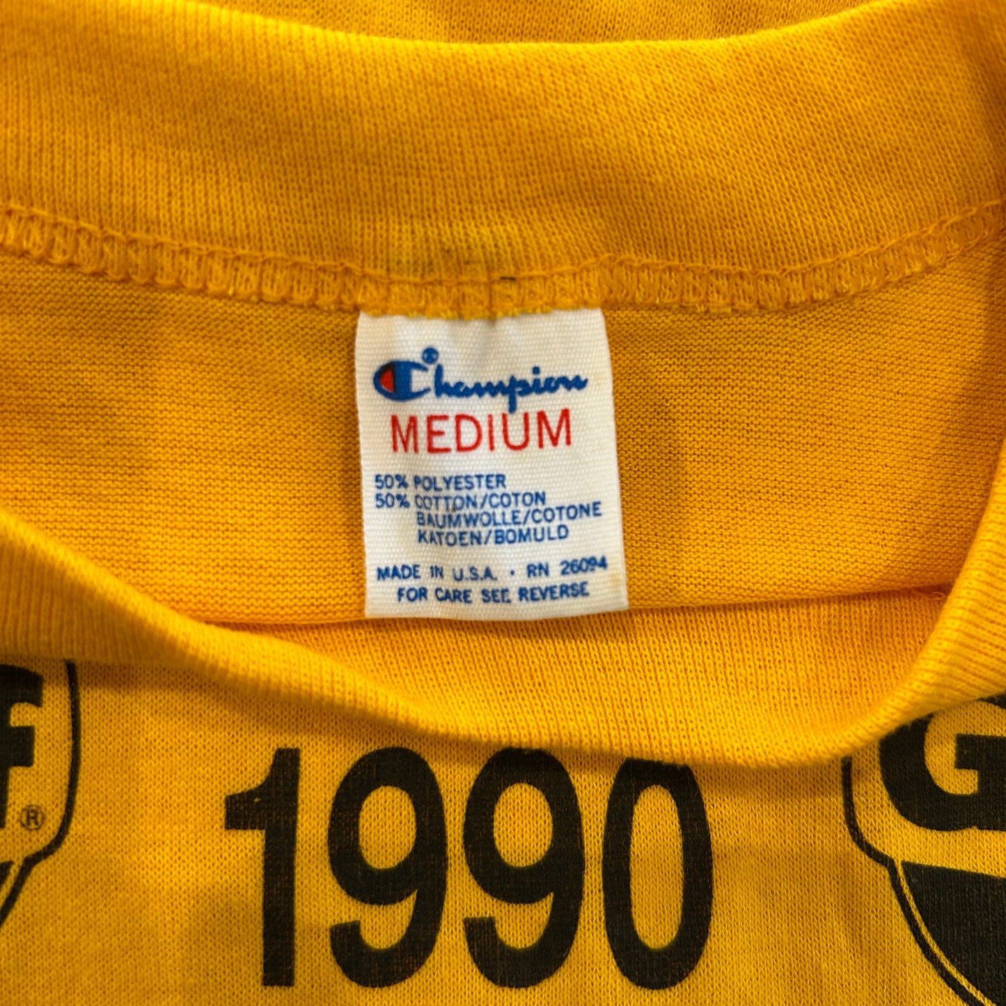 80's Champion NHL Boston Bruins Tシャツ 黄色(M)/A6892T-SO