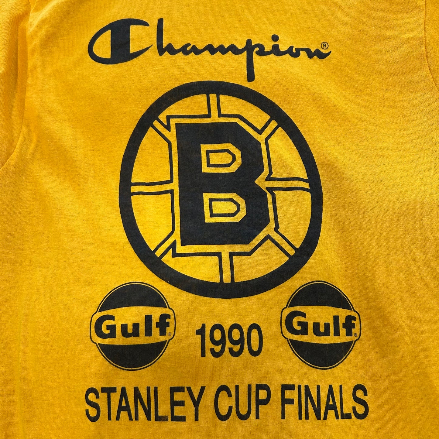80's Champion NHL Boston Bruins Tシャツ 黄色(M)/A6892T-SO