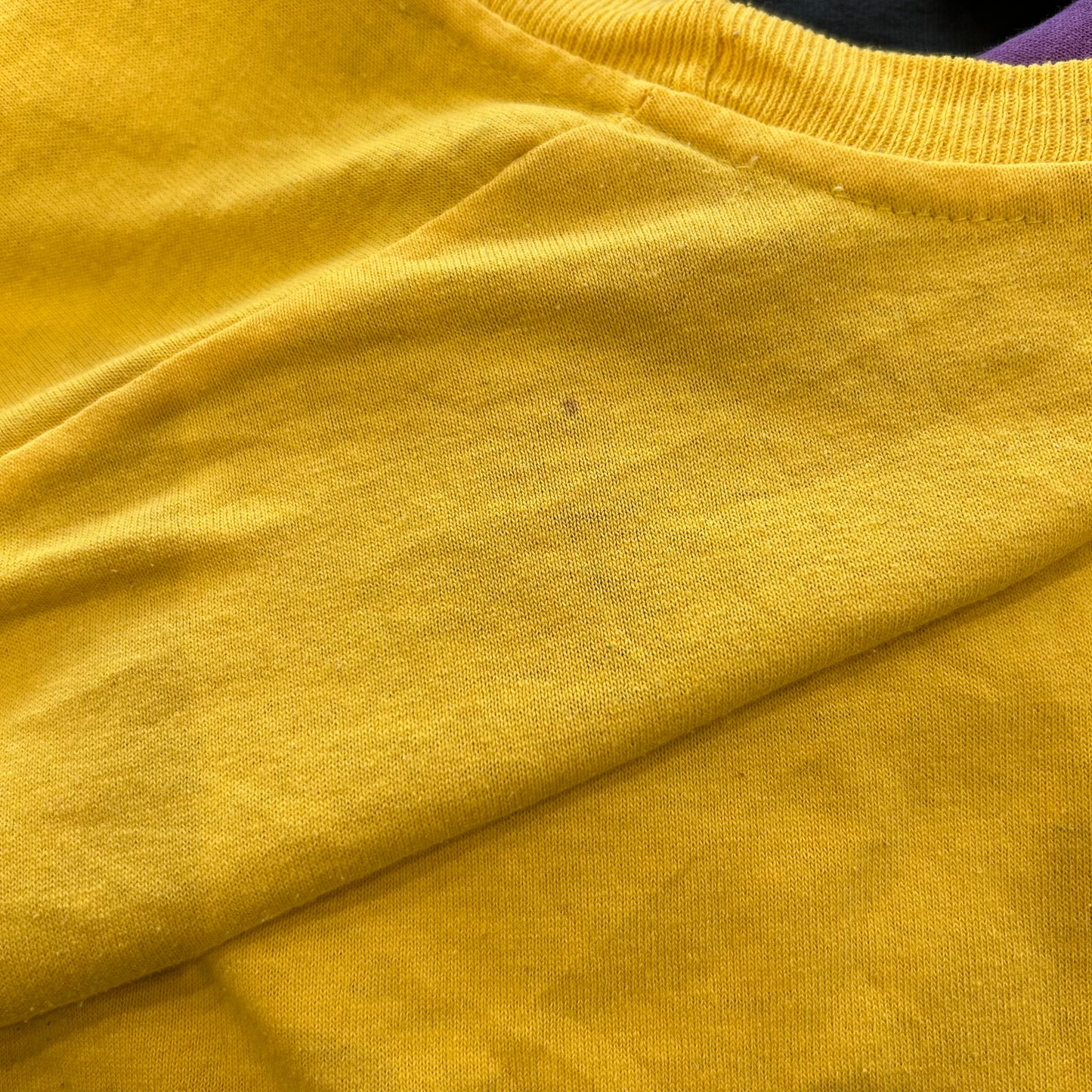 90's Russell ラッセル ダブルフェイスTシャツ 黄色紫(XL)/A6817T-SO