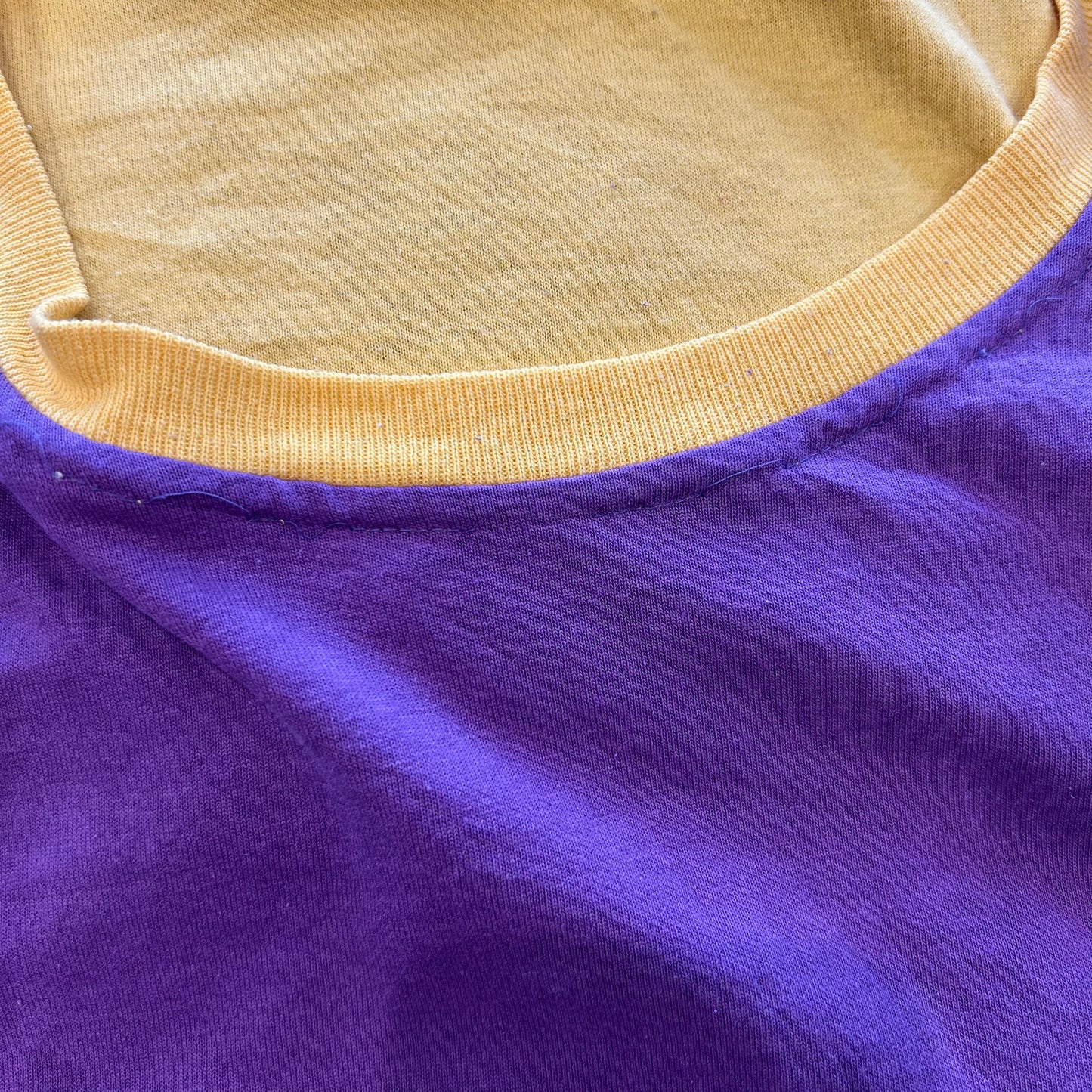 90's Russell ラッセル ダブルフェイスTシャツ 黄色紫(XL)/A6817T-SO