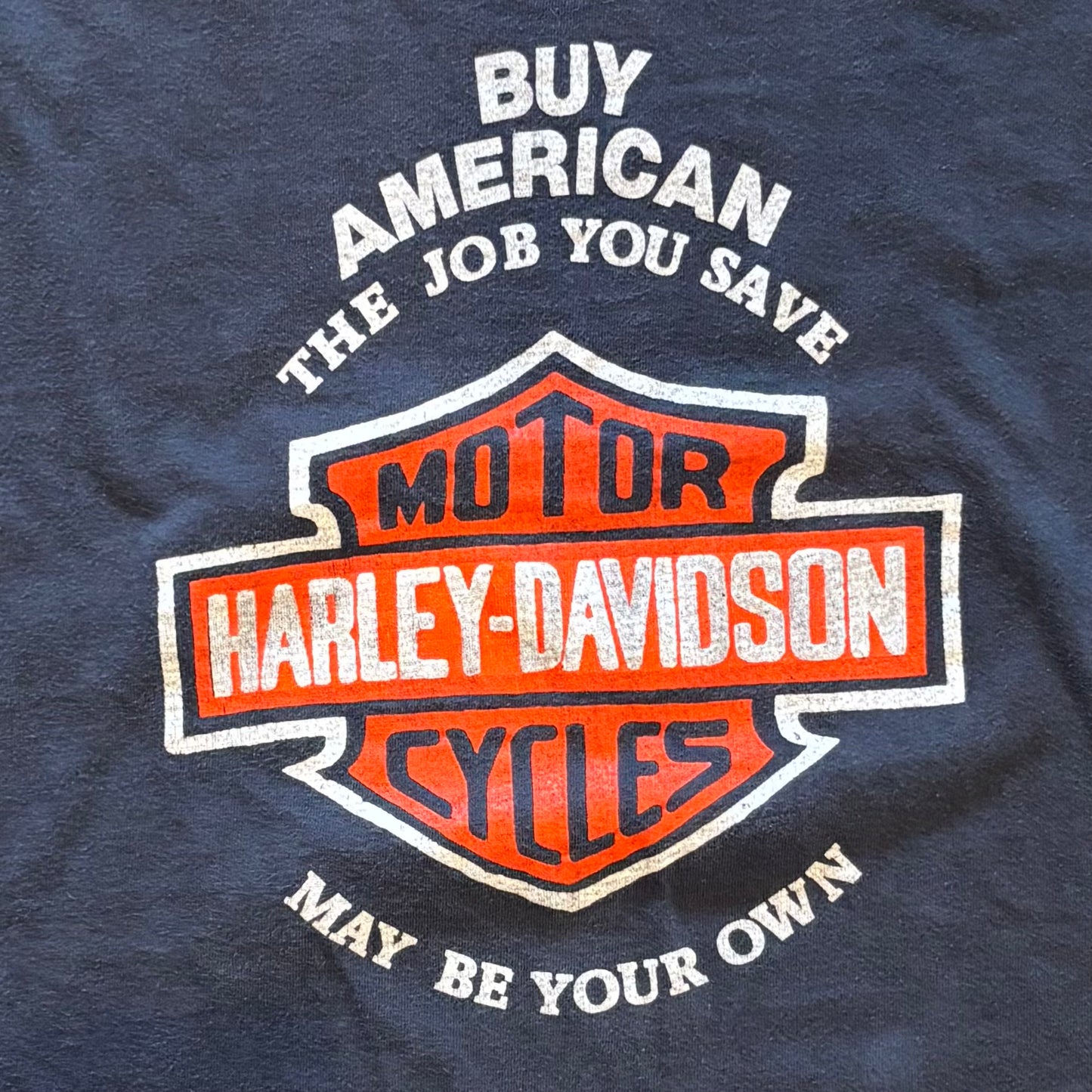 90's Harley-Davidson BUY AMERICAN Tシャツ 黒 (サイズ不明)/A6983T-SO