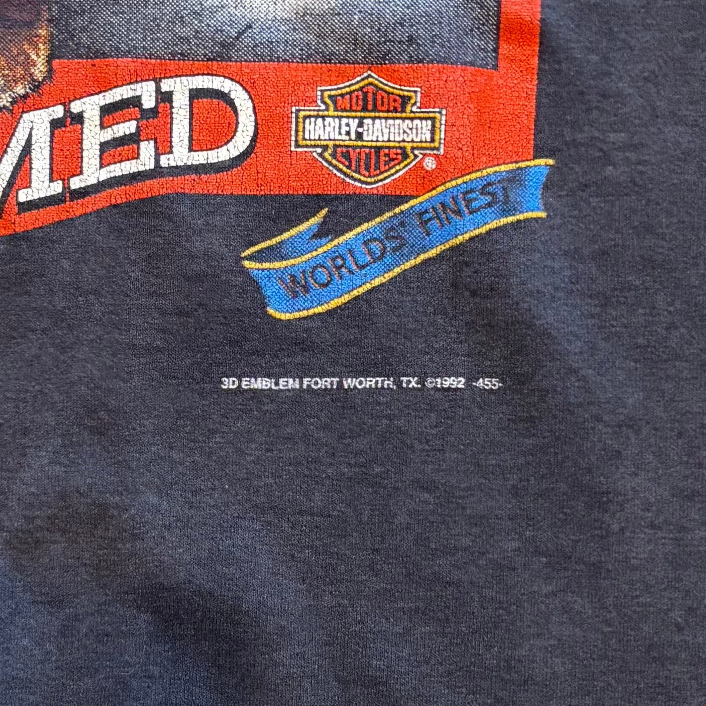 90's Harley-Davidson ジャガー 3D エンブレム Tシャツ 黒 (XL)/A6984T-SO