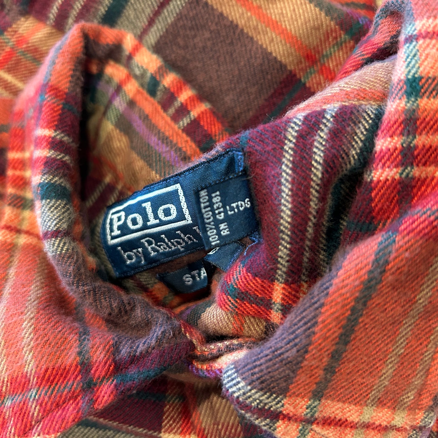 00's Polo ラルフローレン "STANFIELD"ライトネルシャツ エルボーパッチ(XL))A7689SH-SO