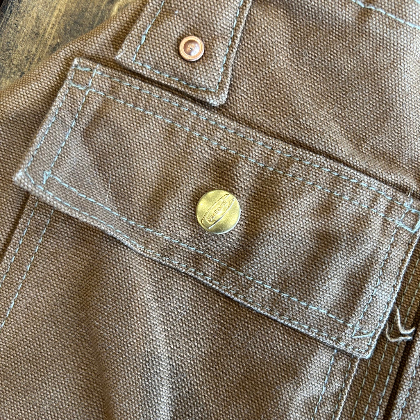 70's Carhartt エプロン付きダックダブルニーオーバーオール ブラウン/A7120P-SO