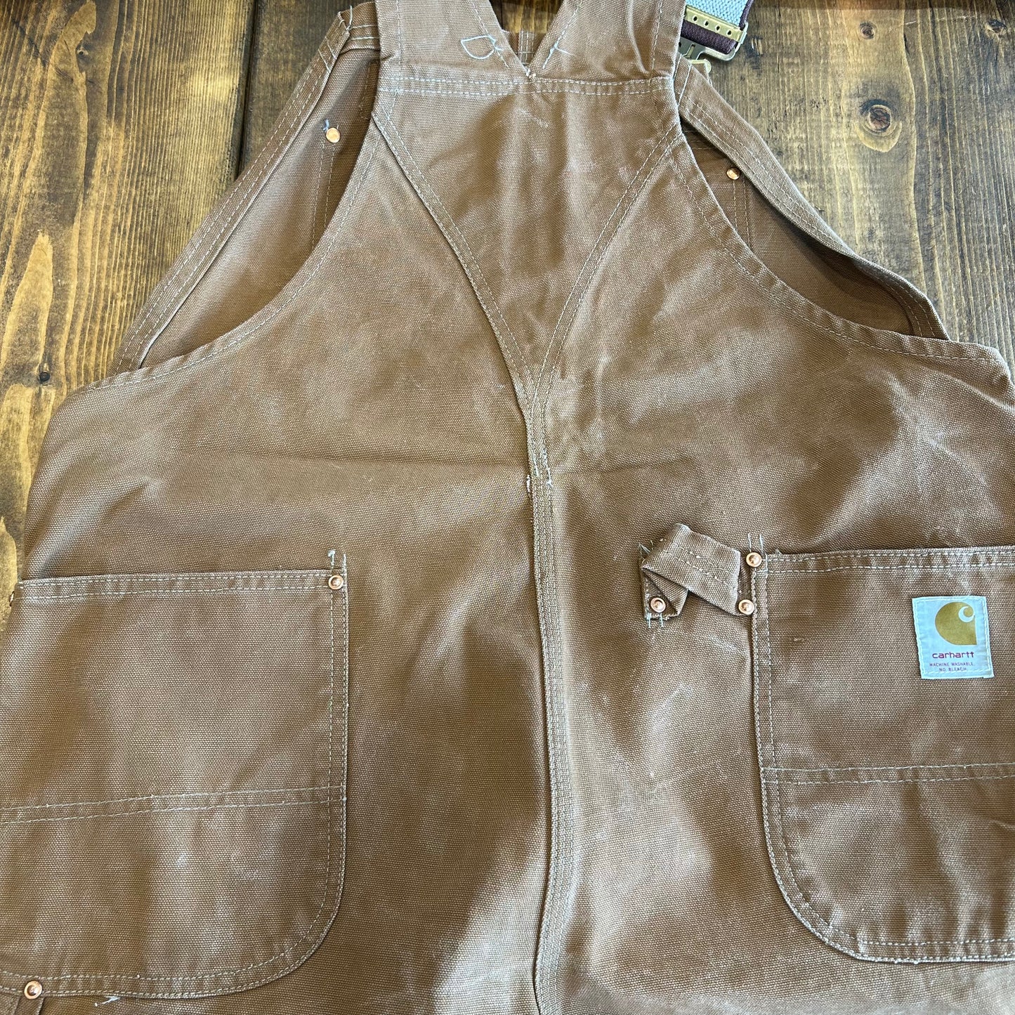 70's Carhartt エプロン付きダックダブルニーオーバーオール ブラウン/A7120P-SO