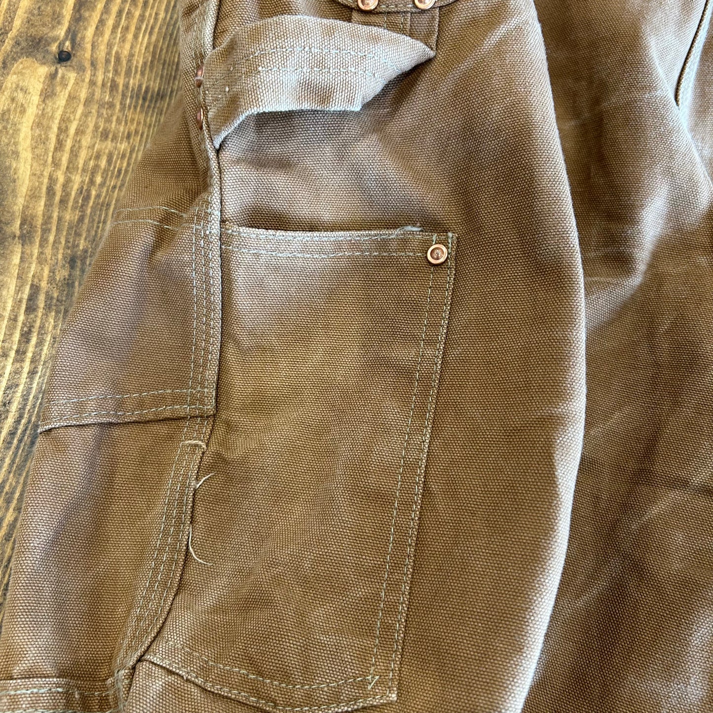 70's Carhartt エプロン付きダックダブルニーオーバーオール ブラウン/A7120P-SO