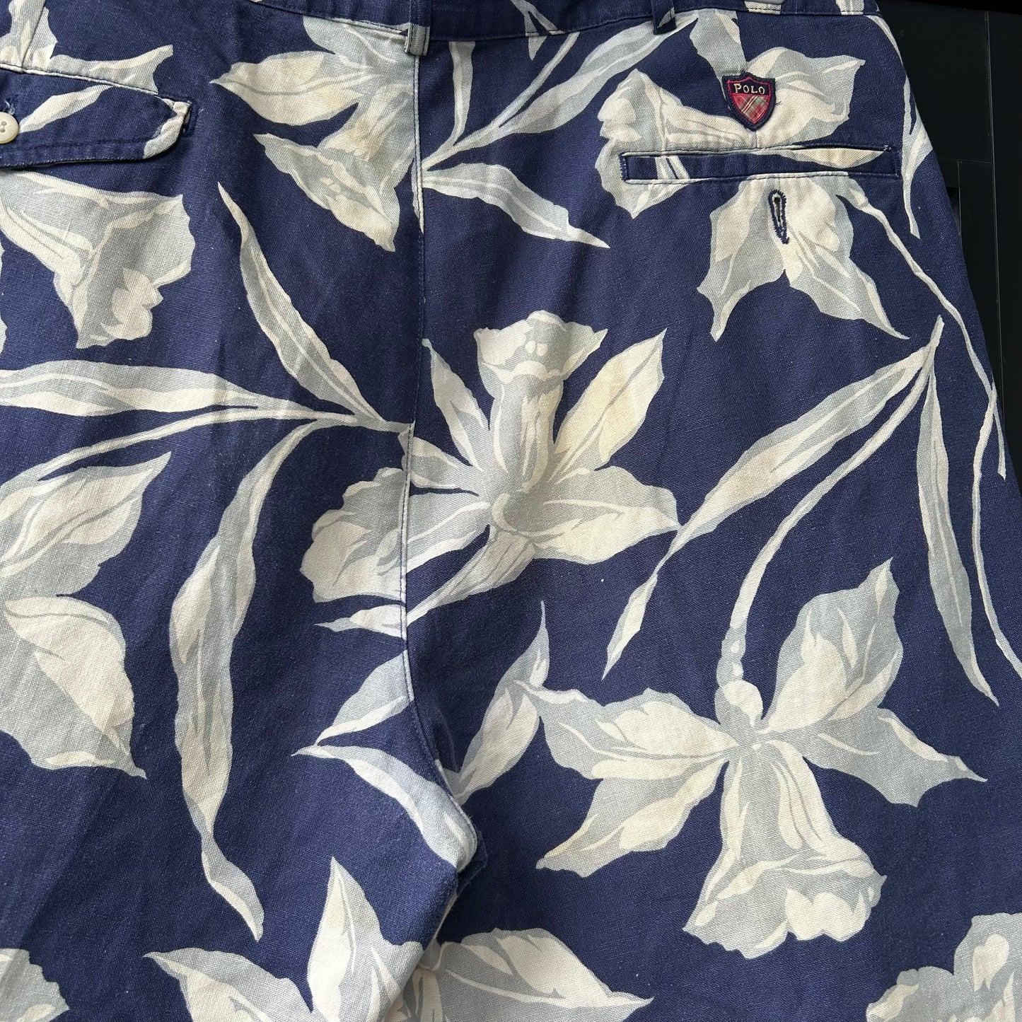 90's Polo Ralph Lauren”THE CLASSIC GOLF SHORT" アロハショーツ リネン/コットン混紡 (W38)/A3910P-SO
