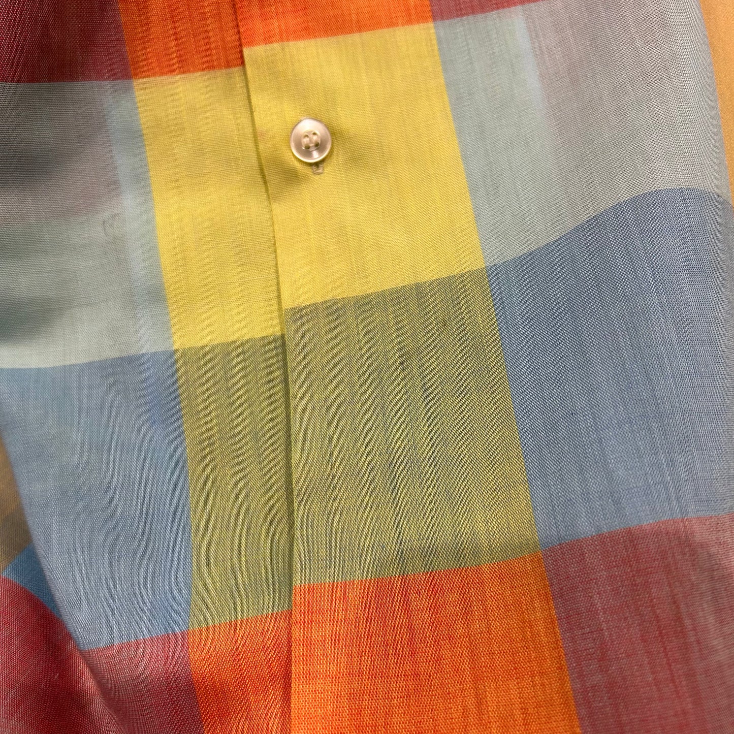70's Sears PERMA PREST オープンカラーブロックチェックシャツ 半袖 (XL)/A7116SH-SO
