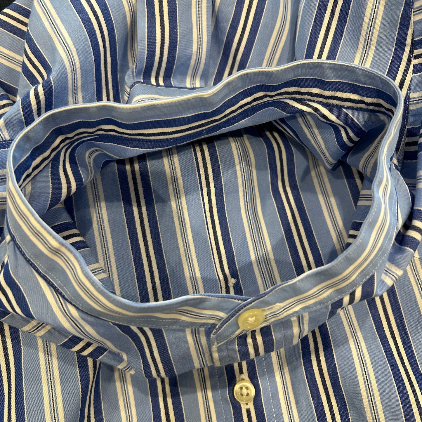90's Polo Ralph Lauren ラルフローレン”POSTBOY”バンドカラーストライプシャツ 青白(L)/A6880SH-SO