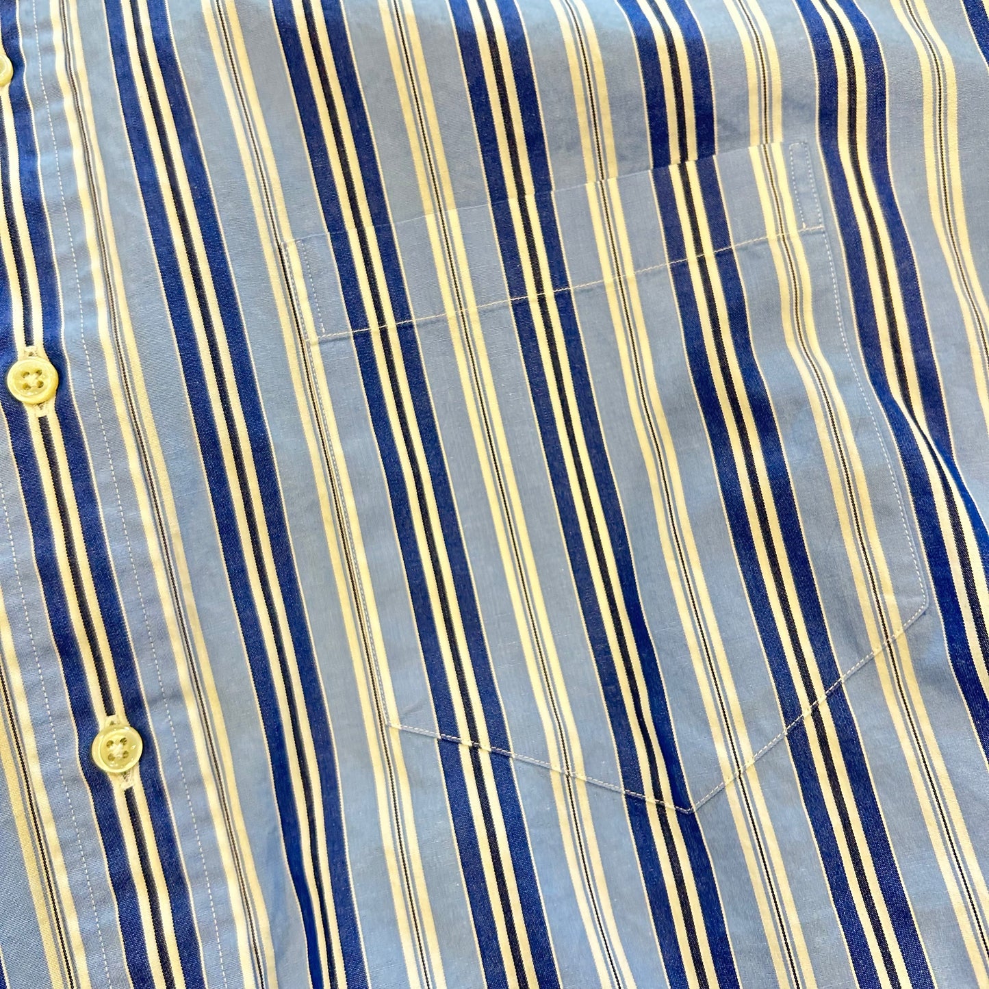 90's Polo Ralph Lauren ラルフローレン”POSTBOY”バンドカラーストライプシャツ 青白(L)/A6880SH-SO