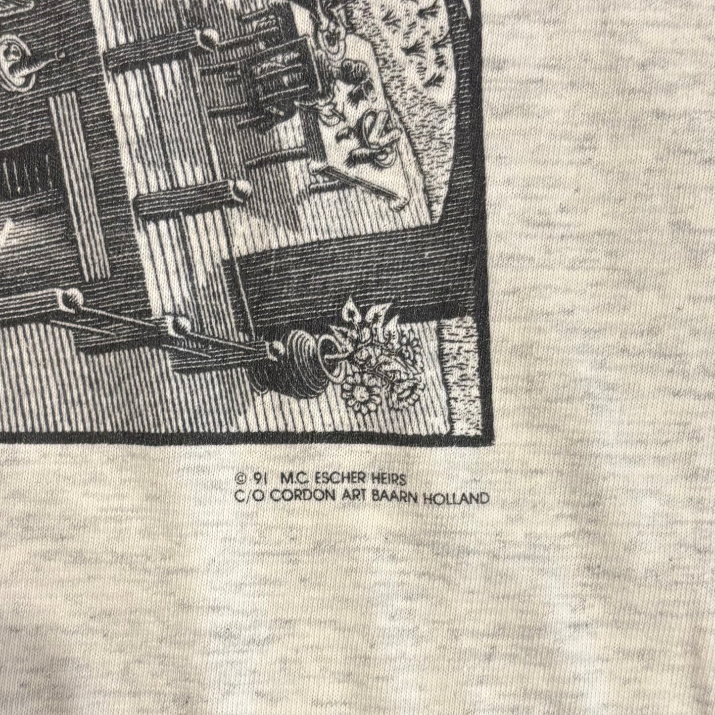 90's ANDAZIA M.C. エッシャー "相対性” アートTシャツ グレー (L)/A6660T-SO