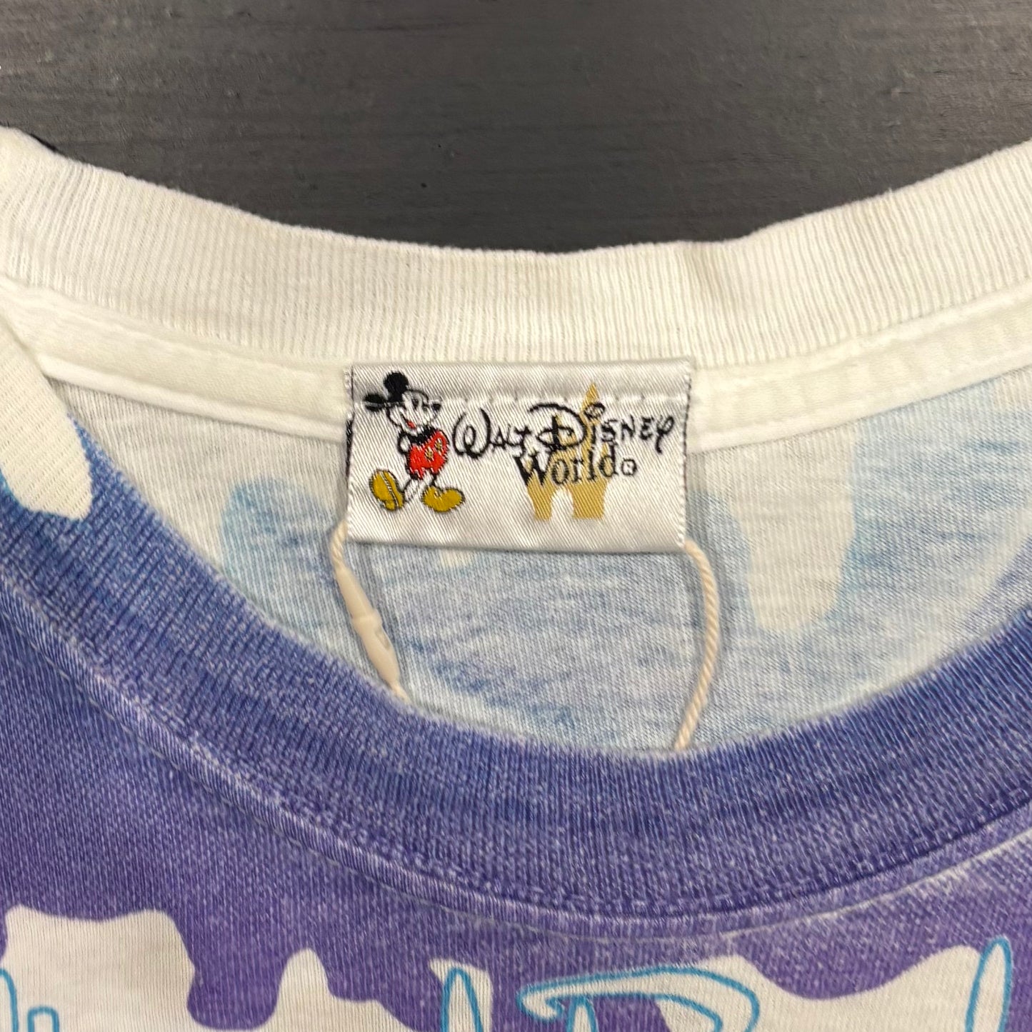 00's Walt Disney World ブリザードビーチ ボーダーTシャツ 白紫青 (サイズ不明)/A6498T-SO