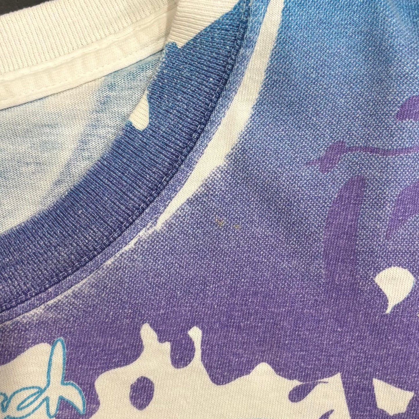 00's Walt Disney World ブリザードビーチ ボーダーTシャツ 白紫青 (サイズ不明)/A6498T-SO