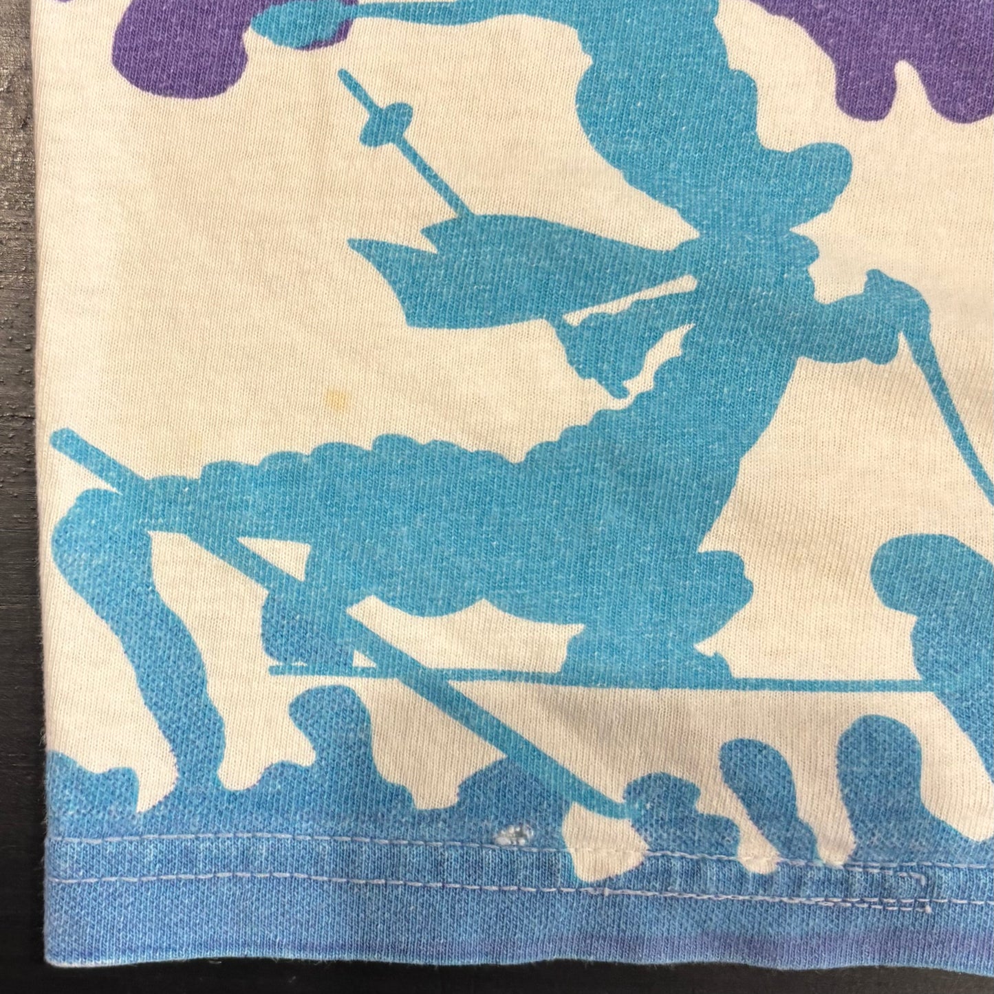 00's Walt Disney World ブリザードビーチ ボーダーTシャツ 白紫青 (サイズ不明)/A6498T-SO